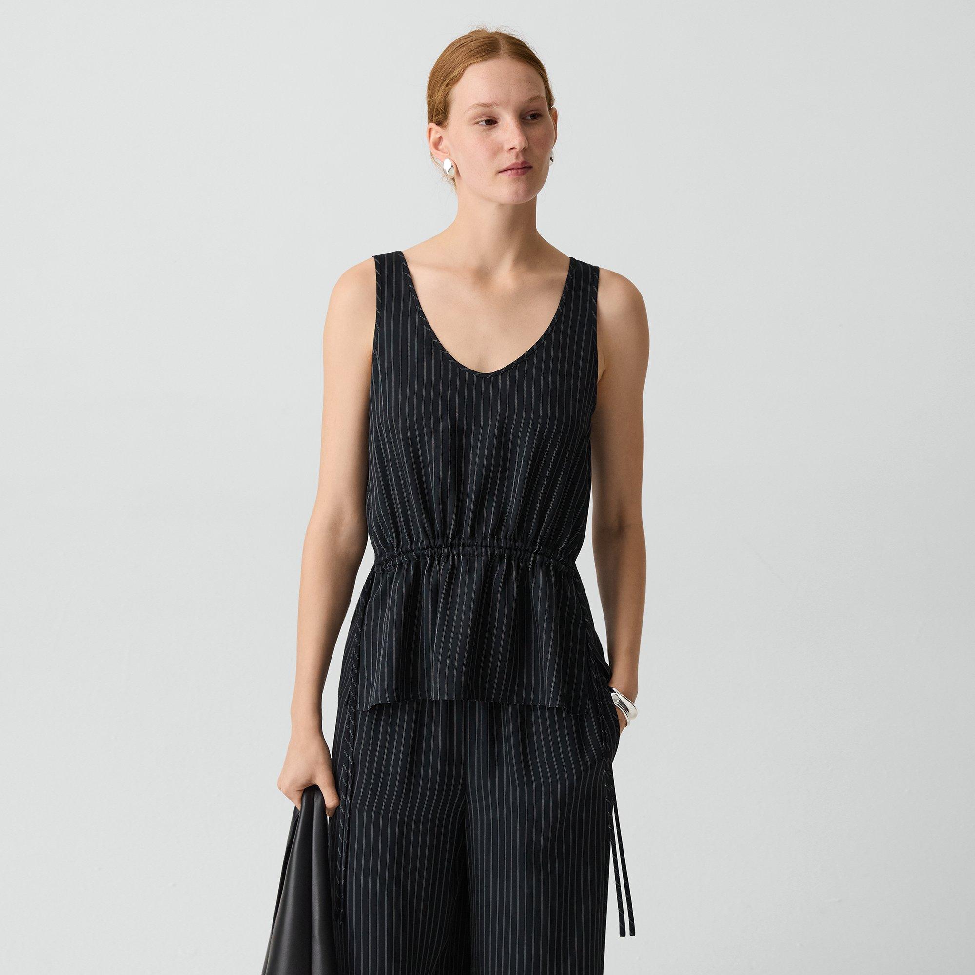 Tie-Waist Tank Top in Washed Stripe