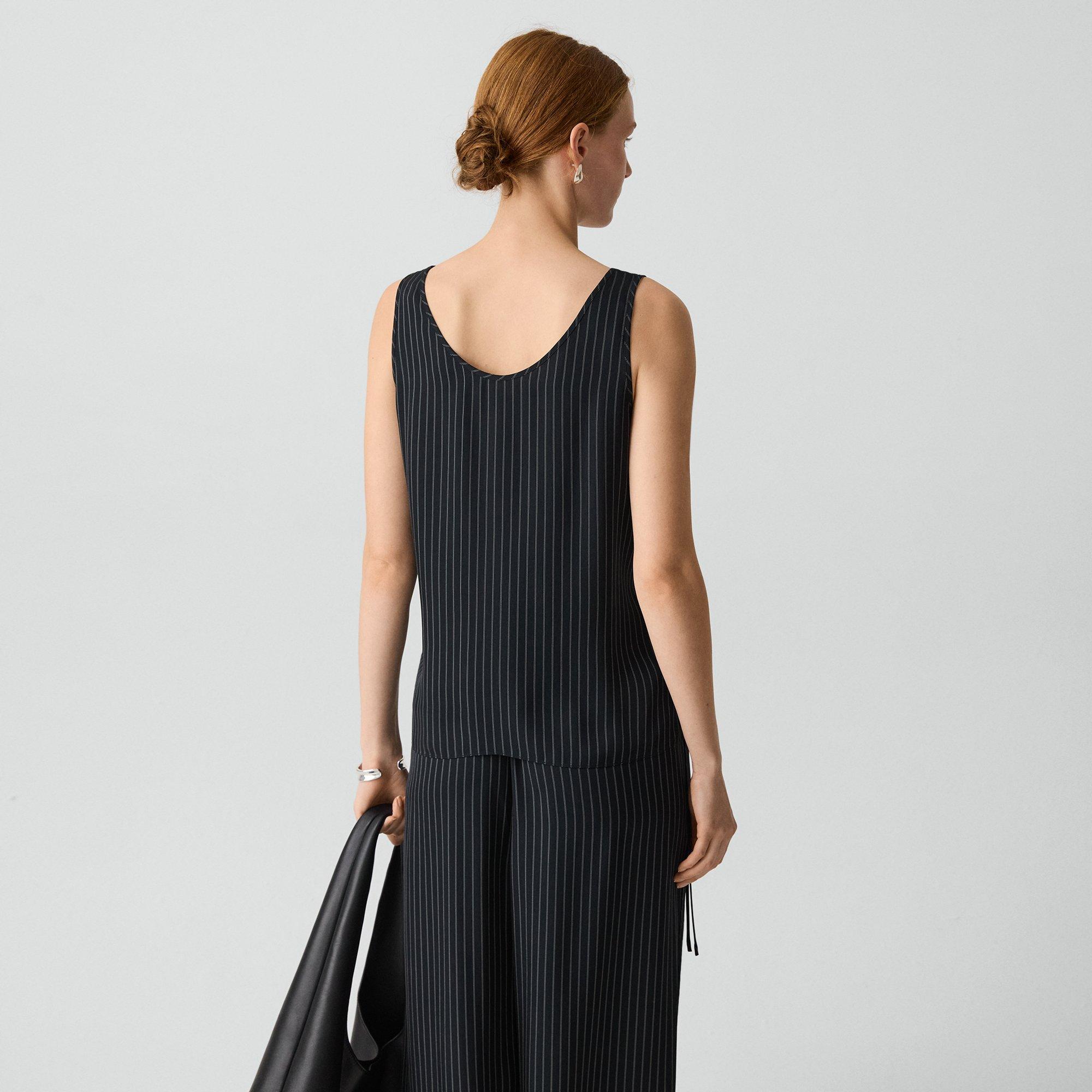 Tie-Waist Tank Top in Washed Stripe