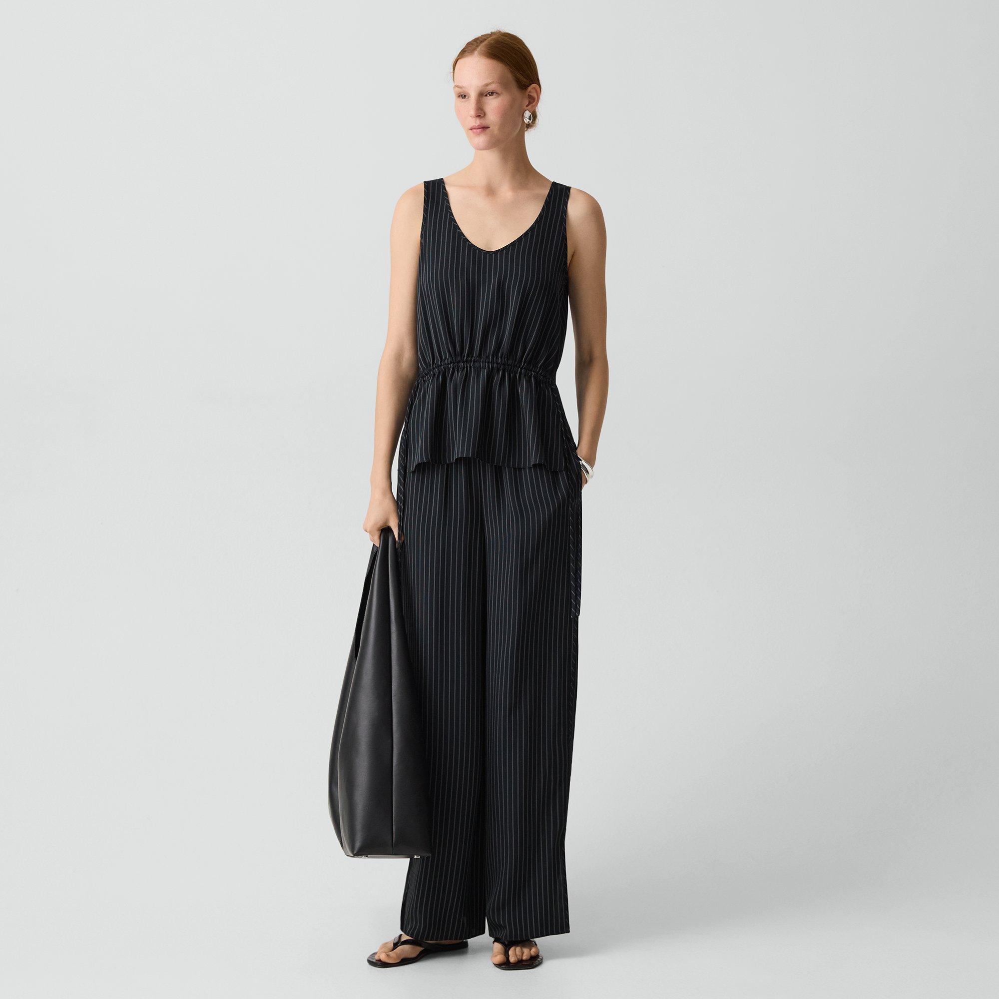 Tie-Waist Tank Top in Washed Stripe