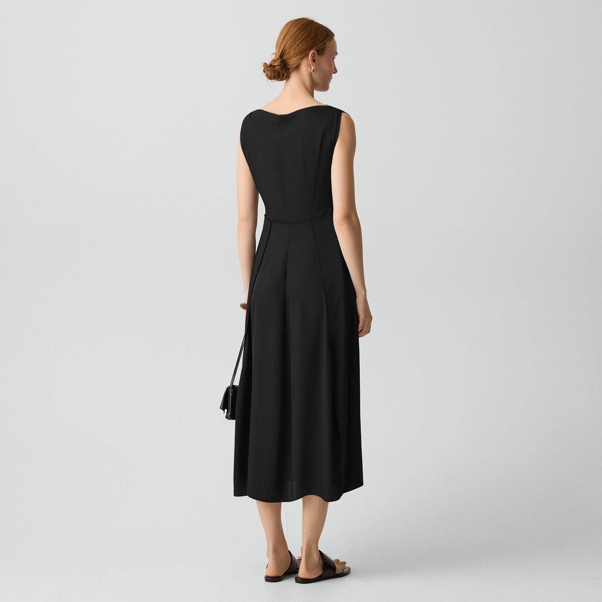 Draped Midi Dress in Washed Twill