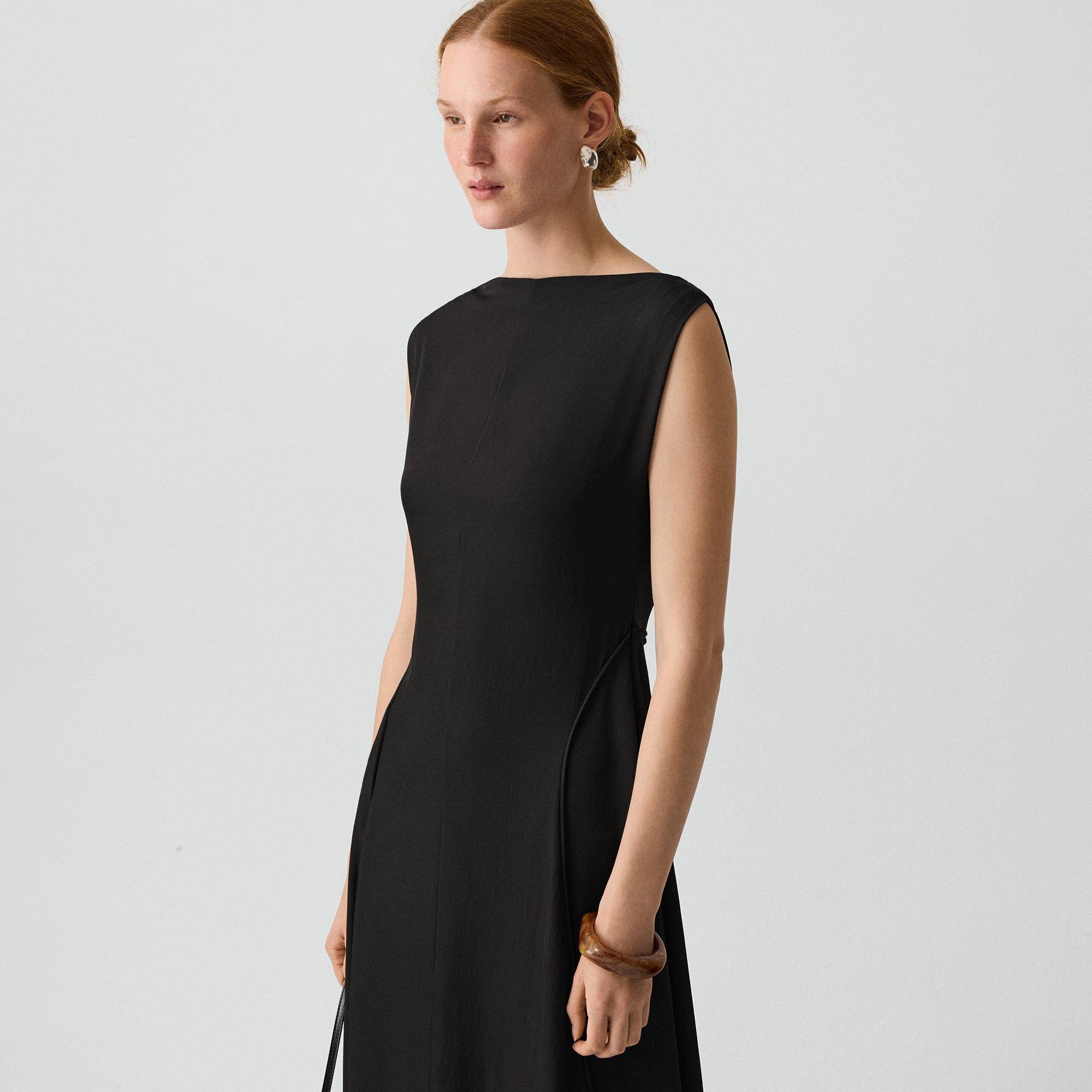 Draped Midi Dress in Washed Twill