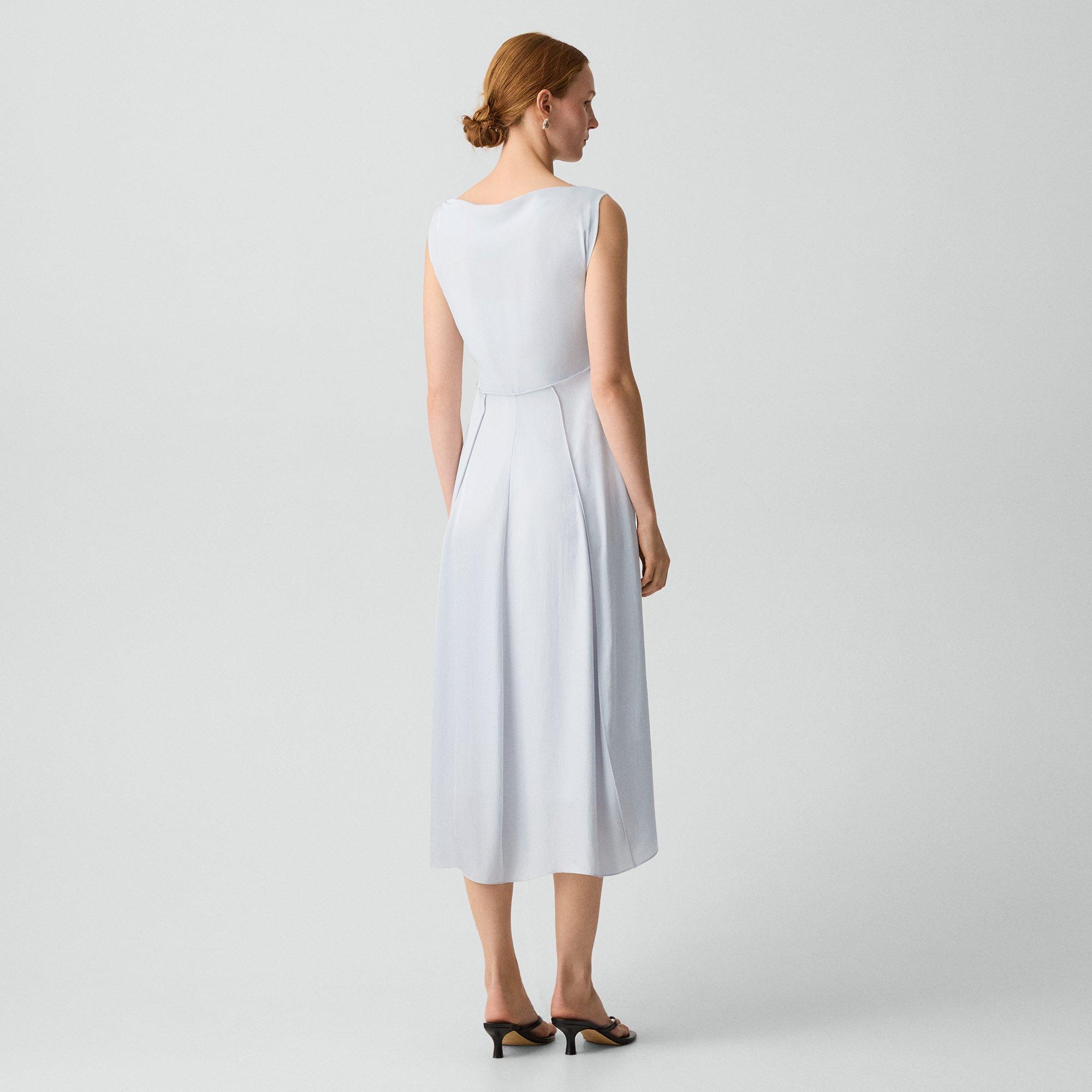 Draped Midi Dress in Washed Twill