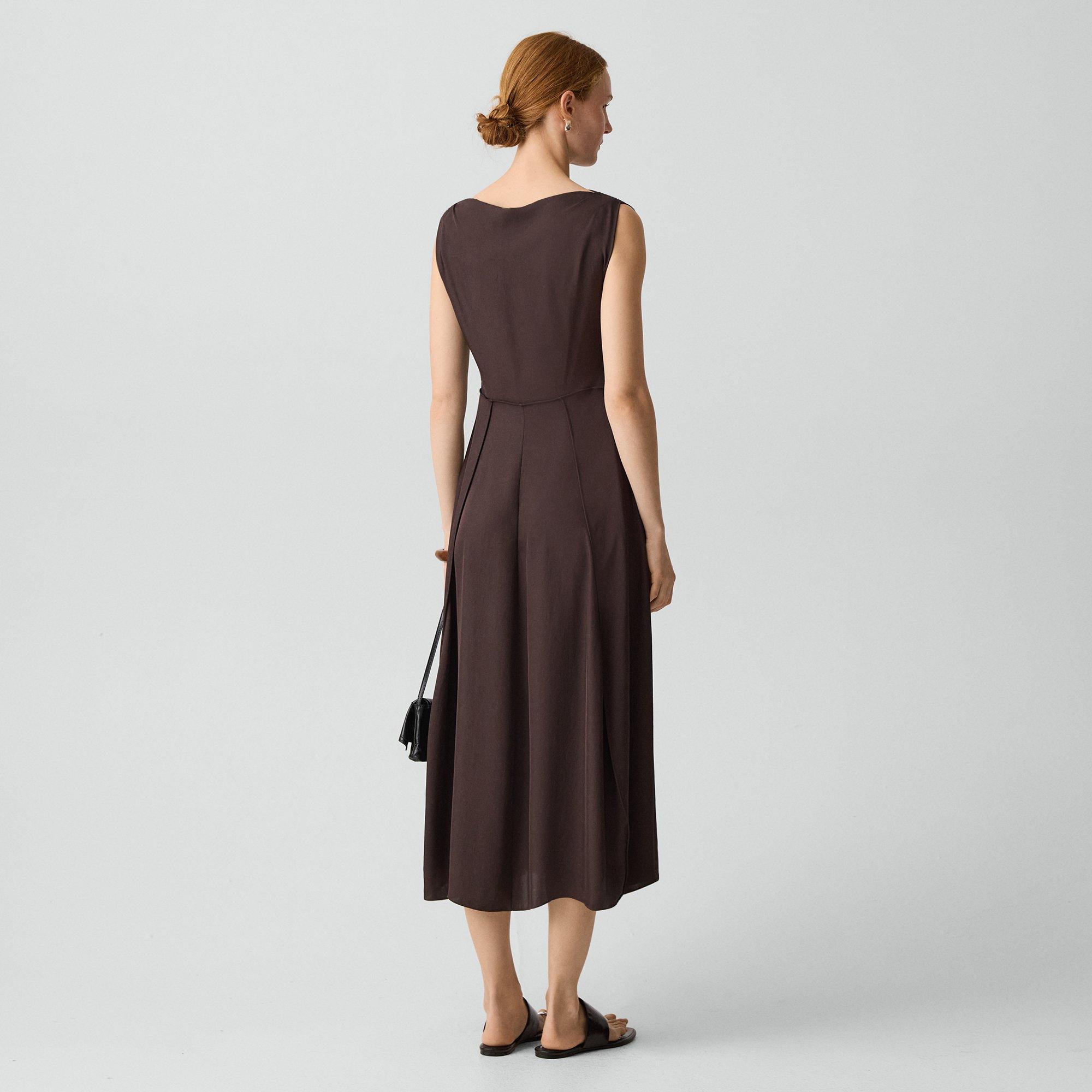 Draped Midi Dress in Washed Twill