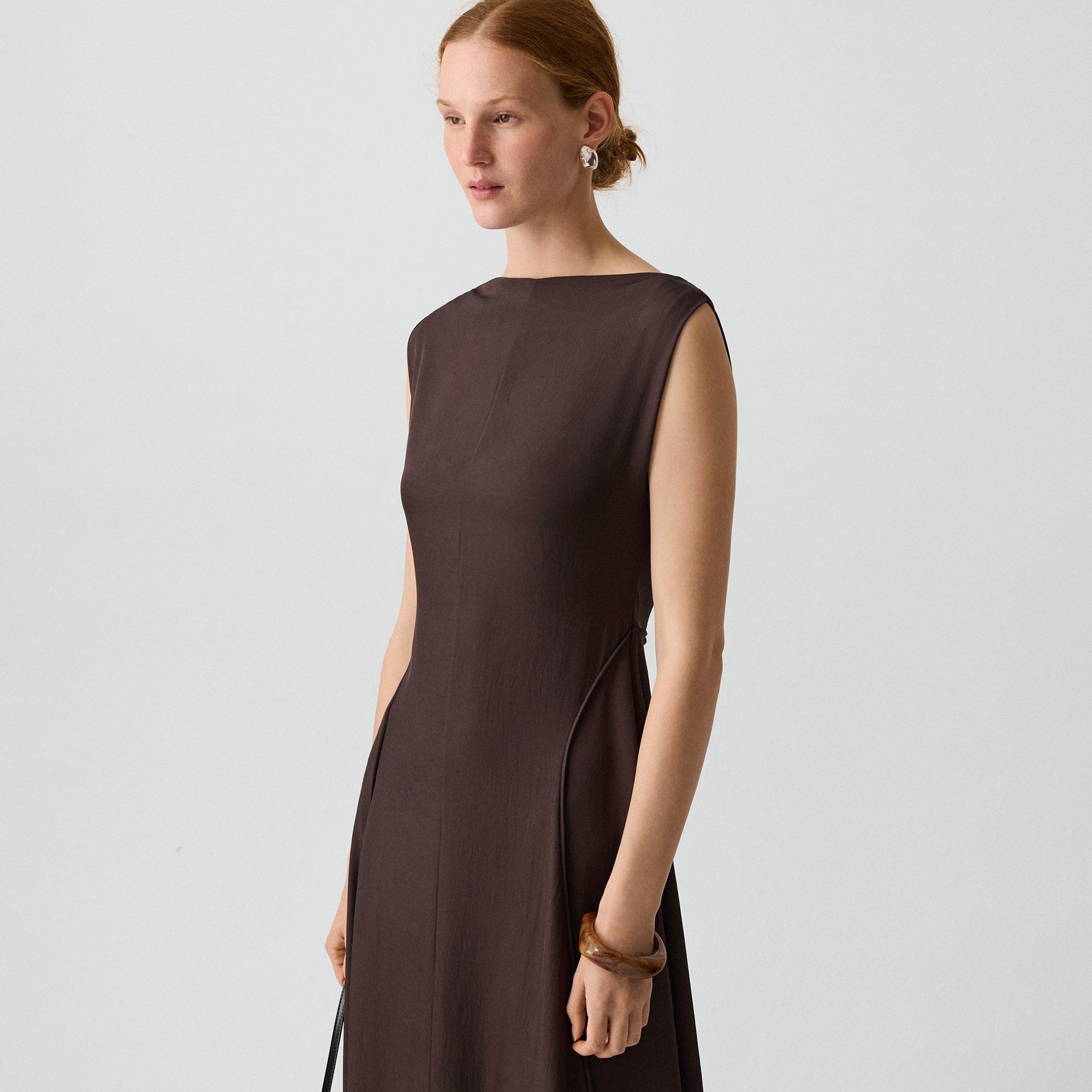 Draped Midi Dress in Washed Twill