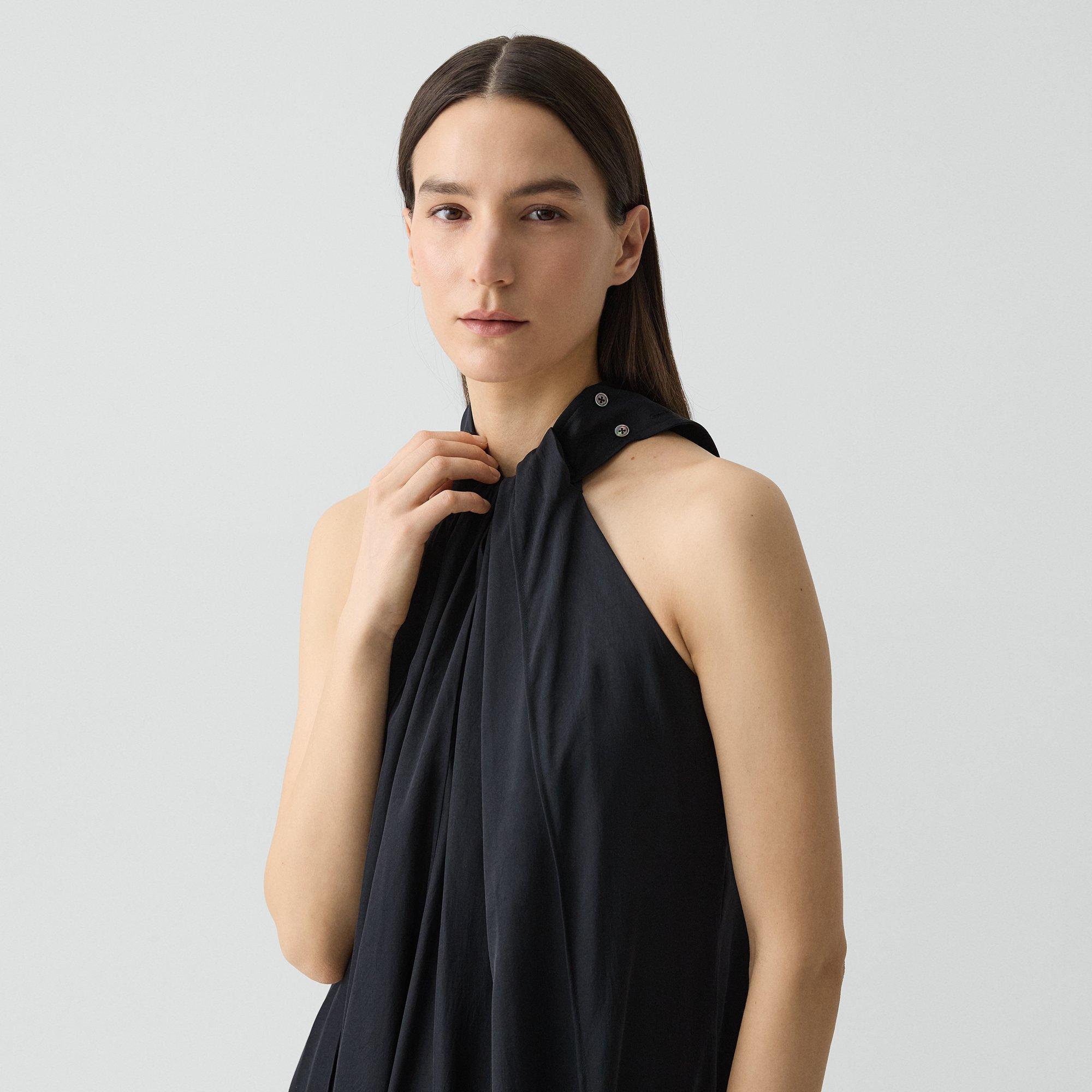 Tie-Waist Tank Dress in Washed Twill
