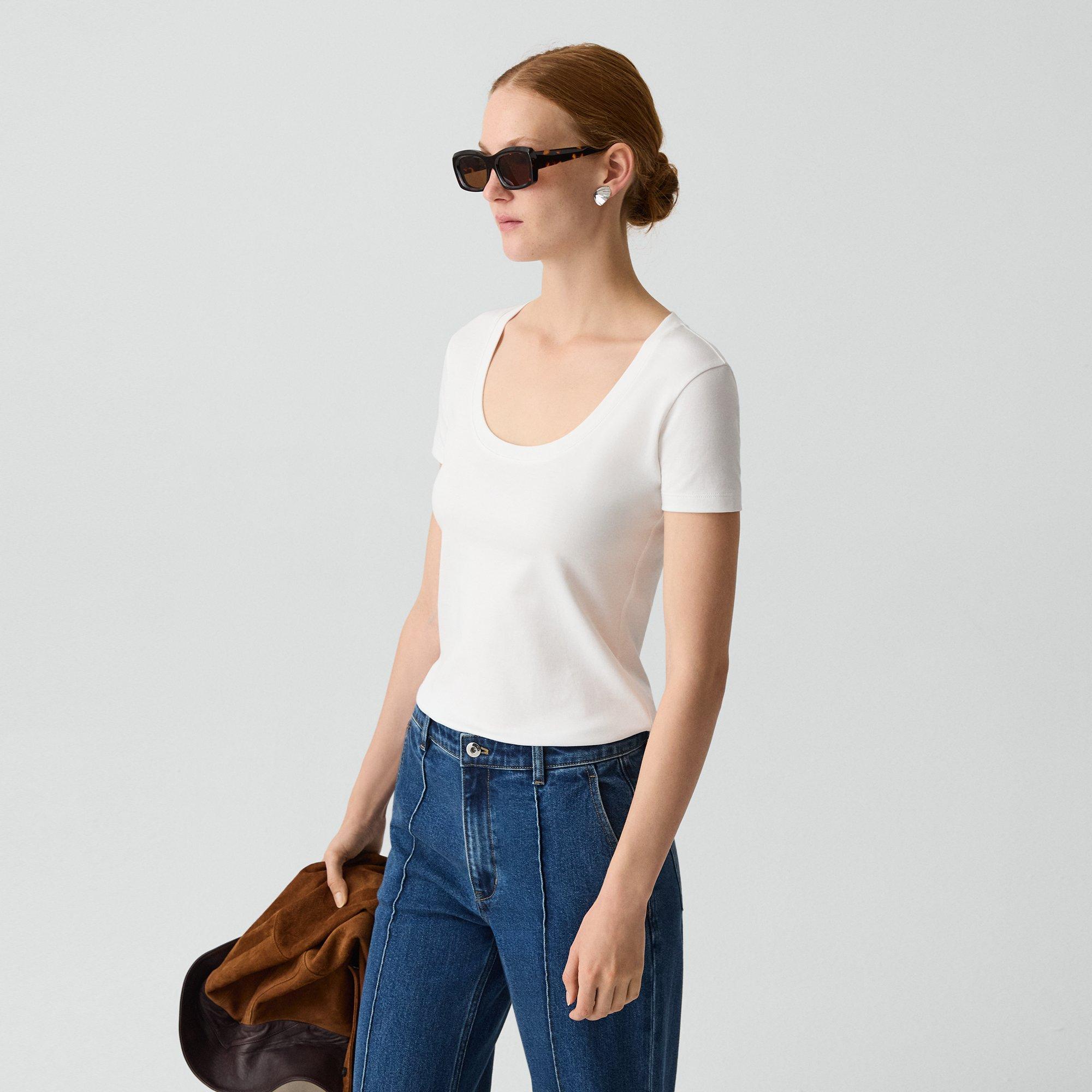 Scoop Neck Tee in Cotton