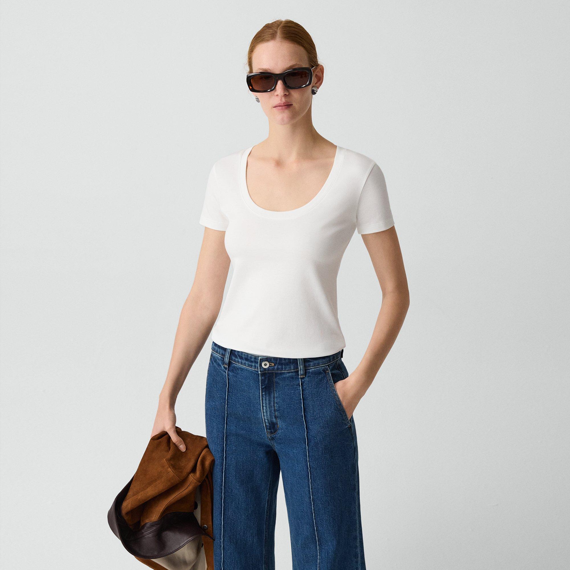 Scoop Neck Tee in Cotton