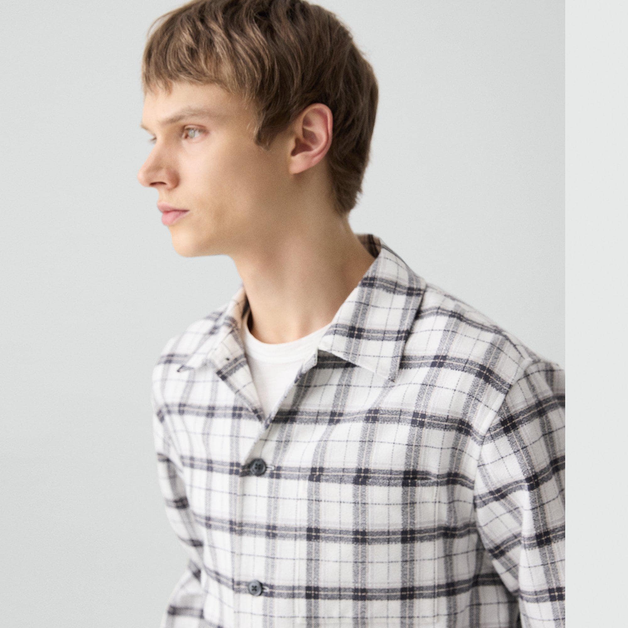 Button-Up Shirt in Checked Cotton