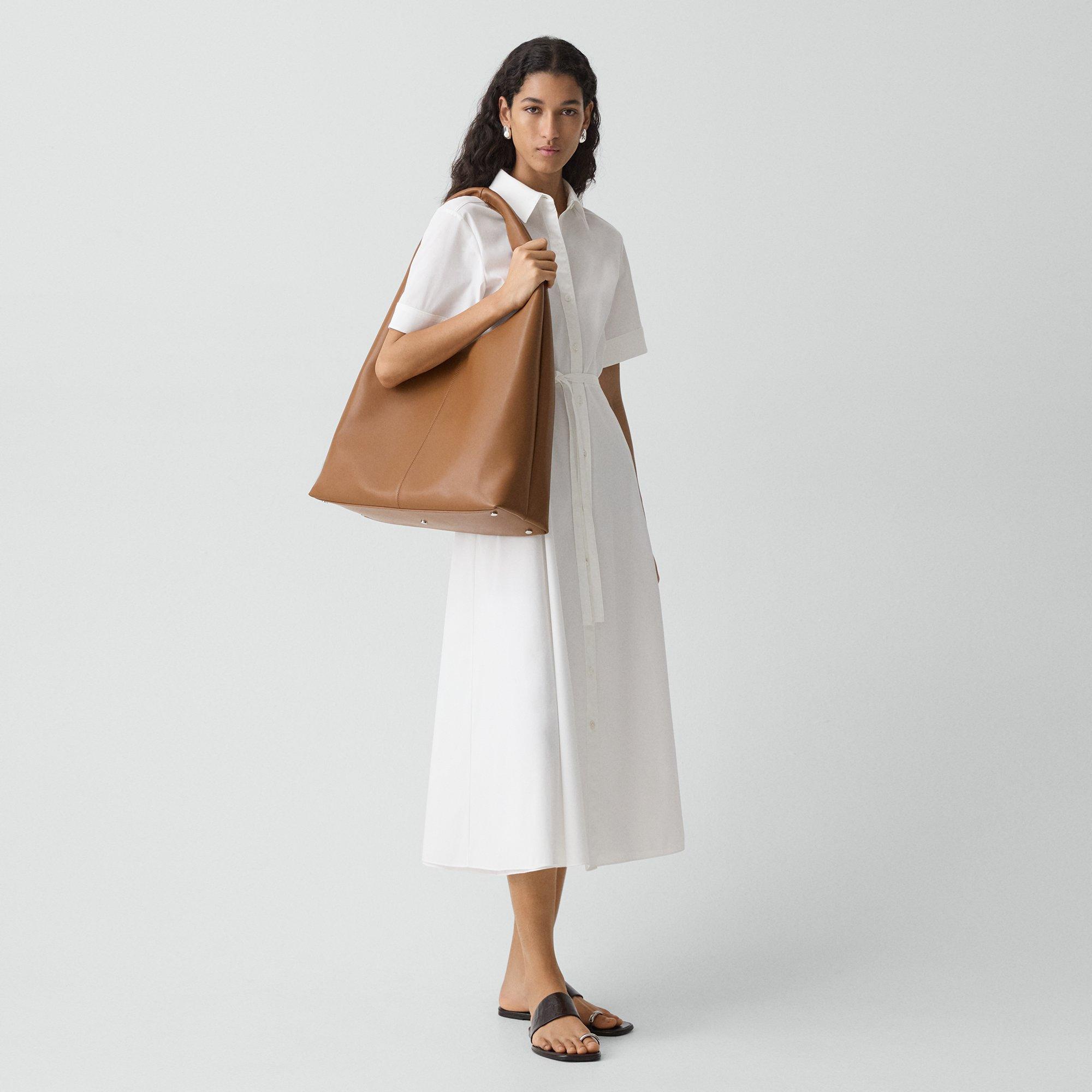 Oversized Hobo Bag In Leather by Theory