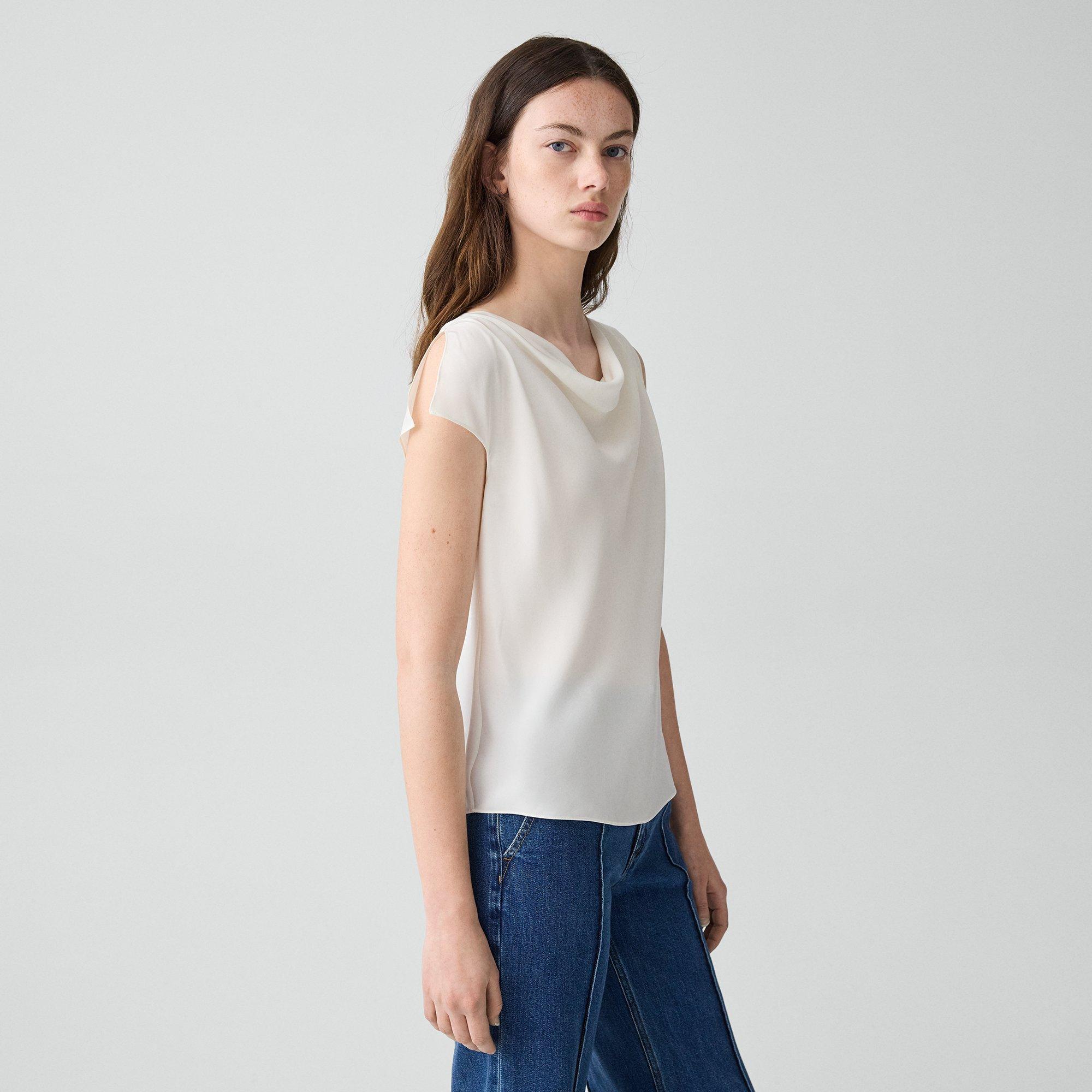 Cowl Neck Blouse in Silk Georgette