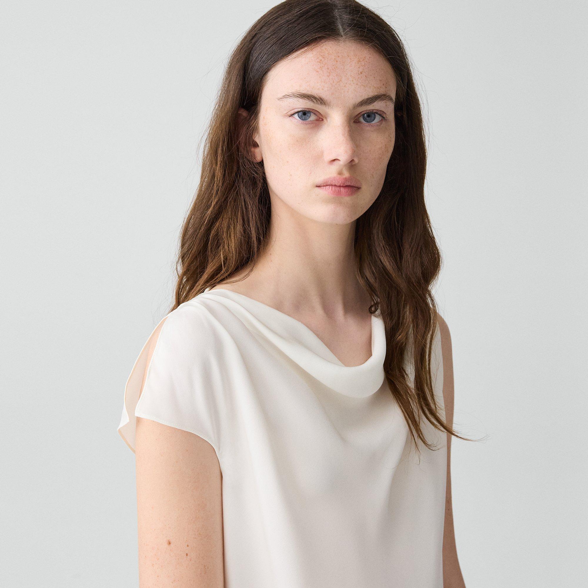 Cowl Neck Blouse in Silk Georgette
