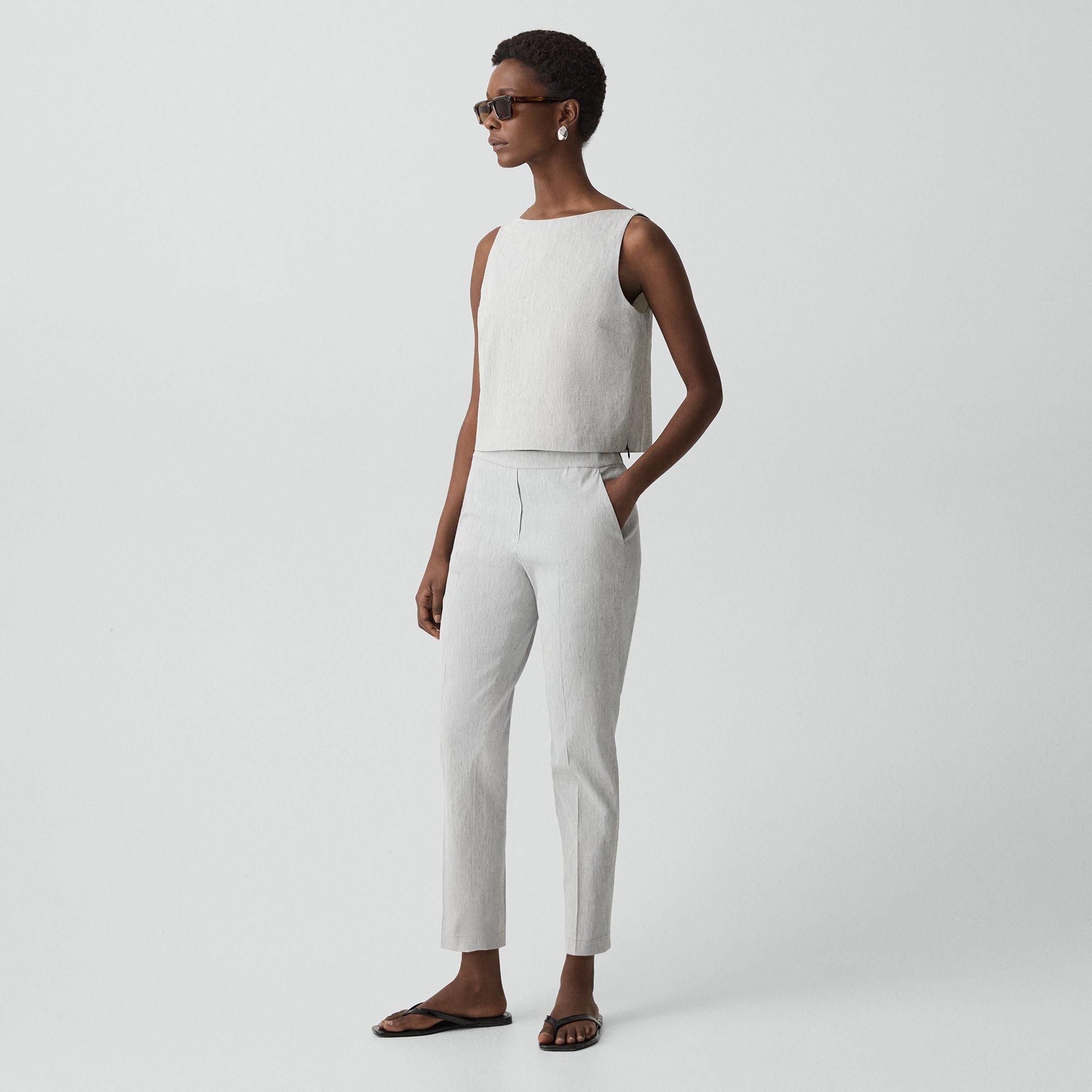 Treeca Pull-On Pant in Textured Linen
