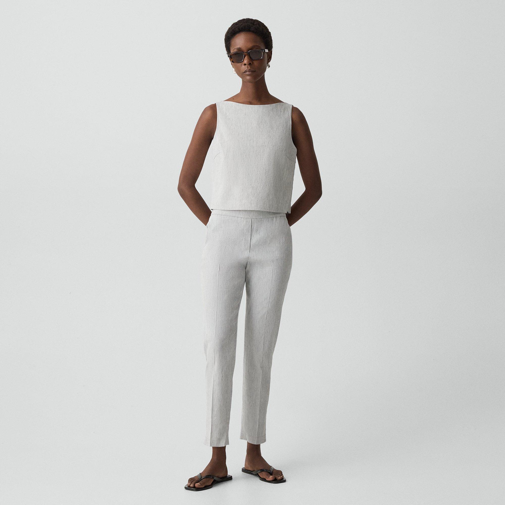 Treeca Pull-On Pant in Textured Linen