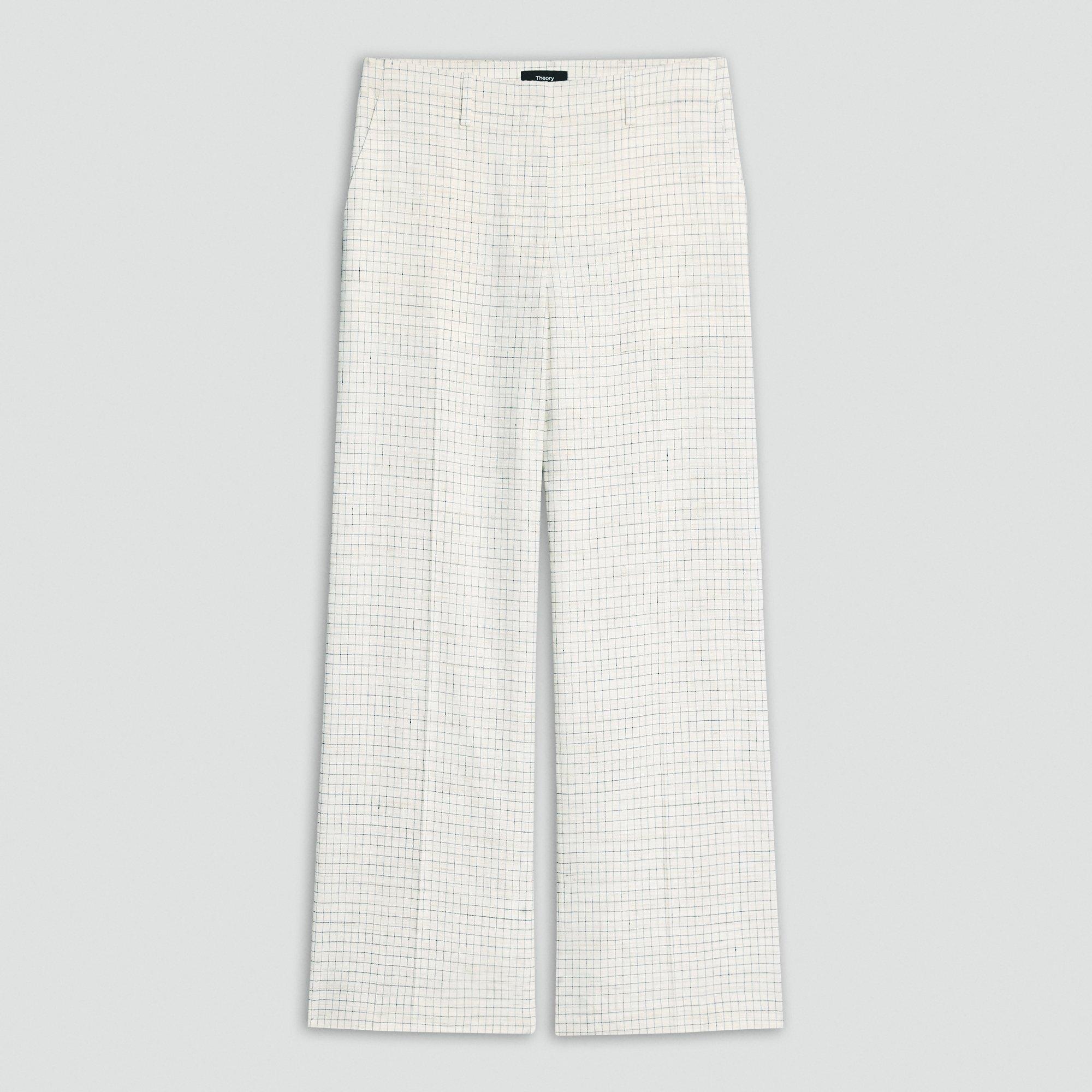 Classic Straight Pant in Linen Check