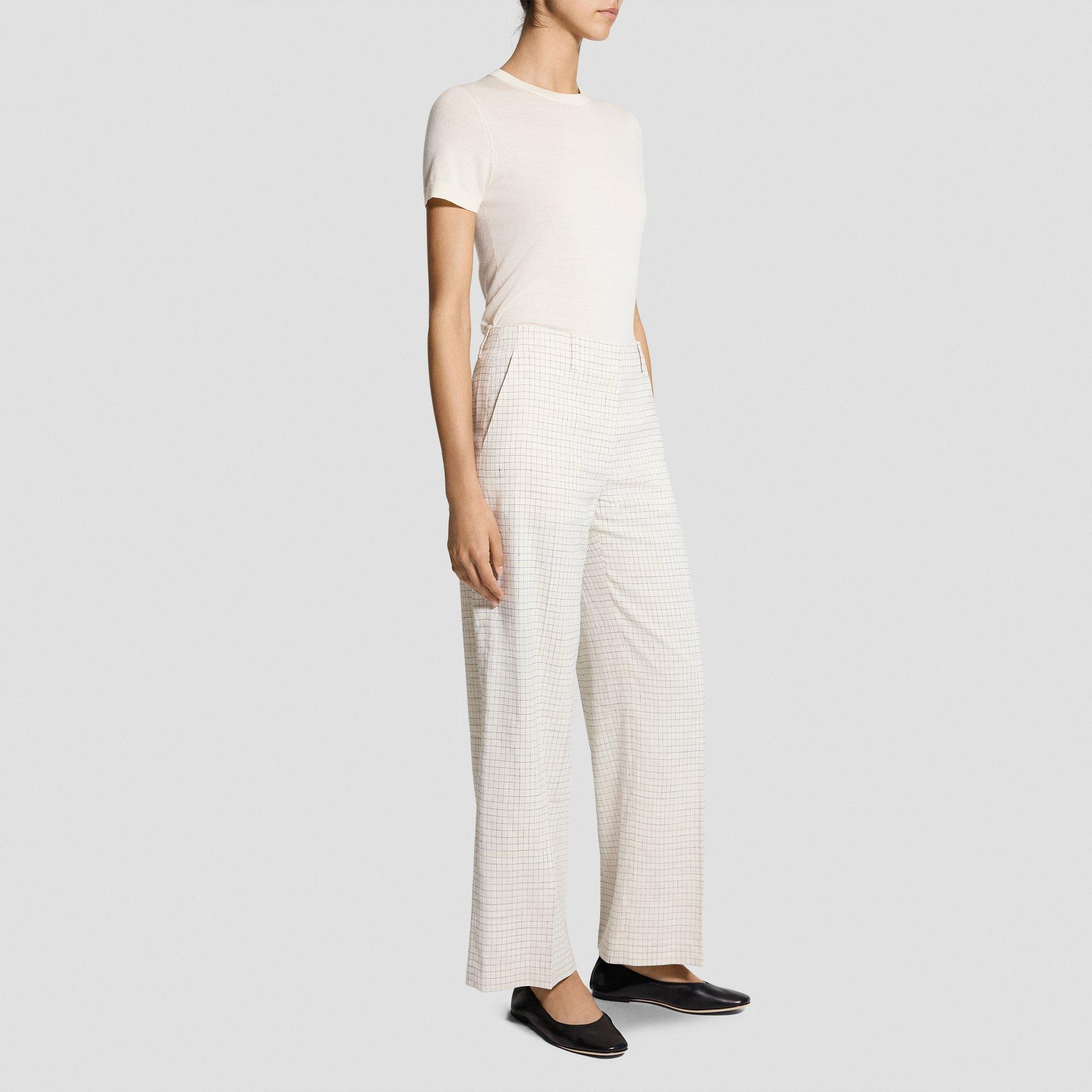 Classic Straight Pant in Linen Check