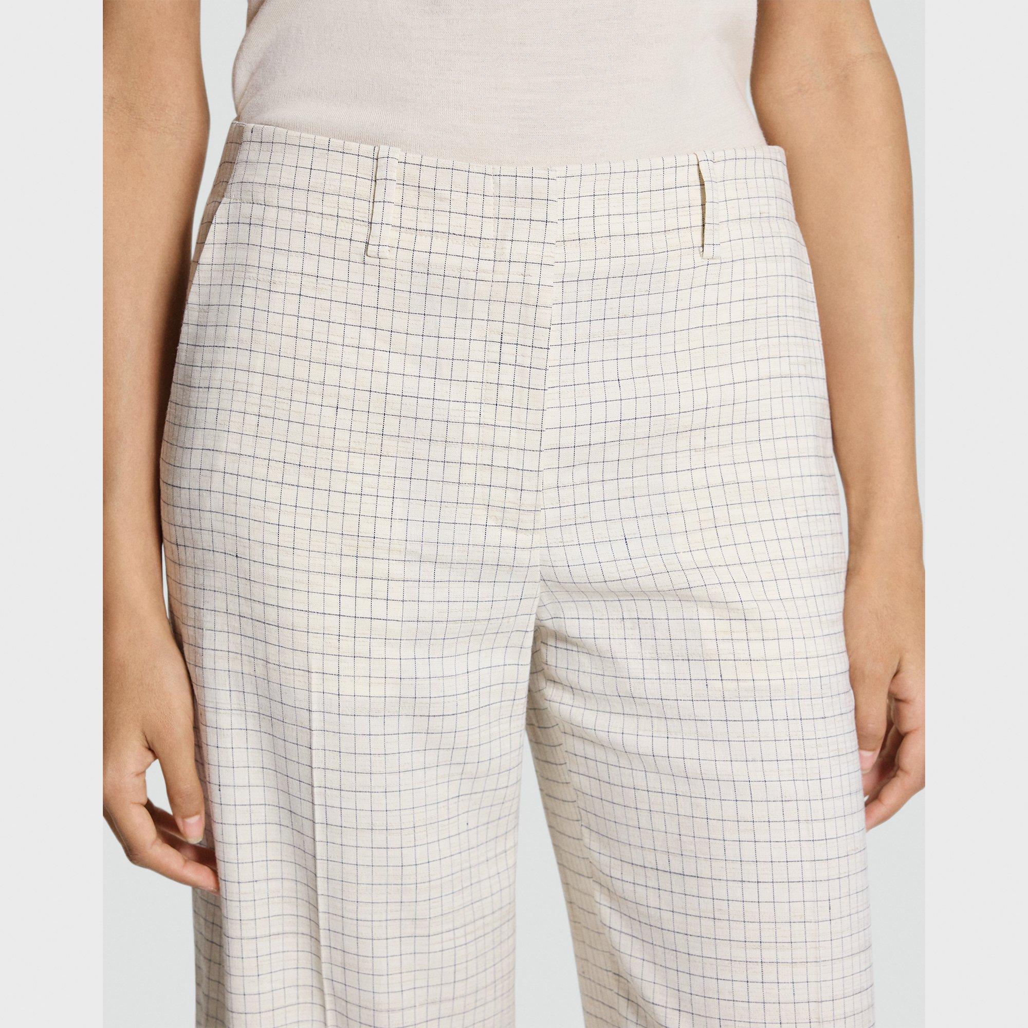 Classic Straight Pant in Linen Check