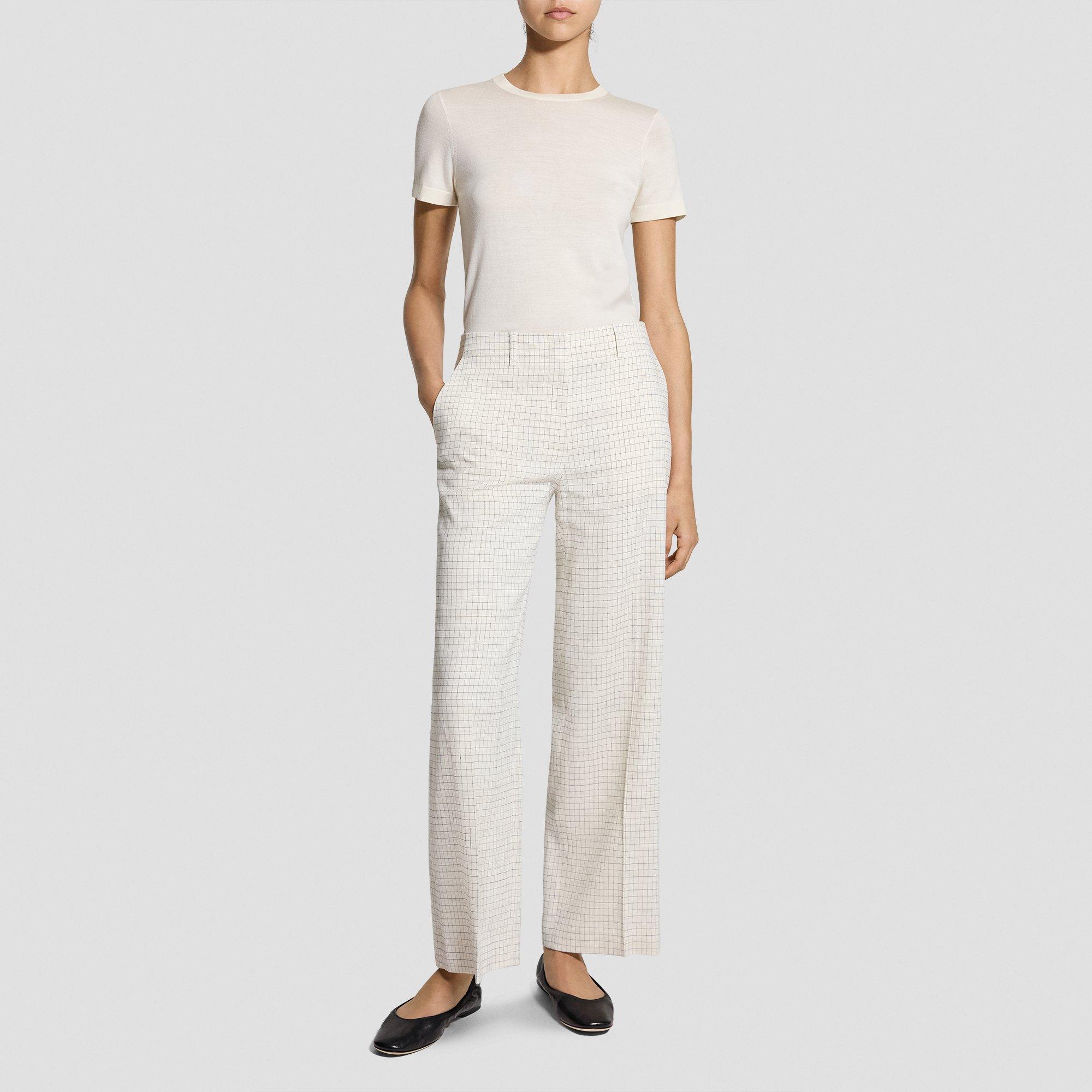 Classic Straight Pant in Linen Check