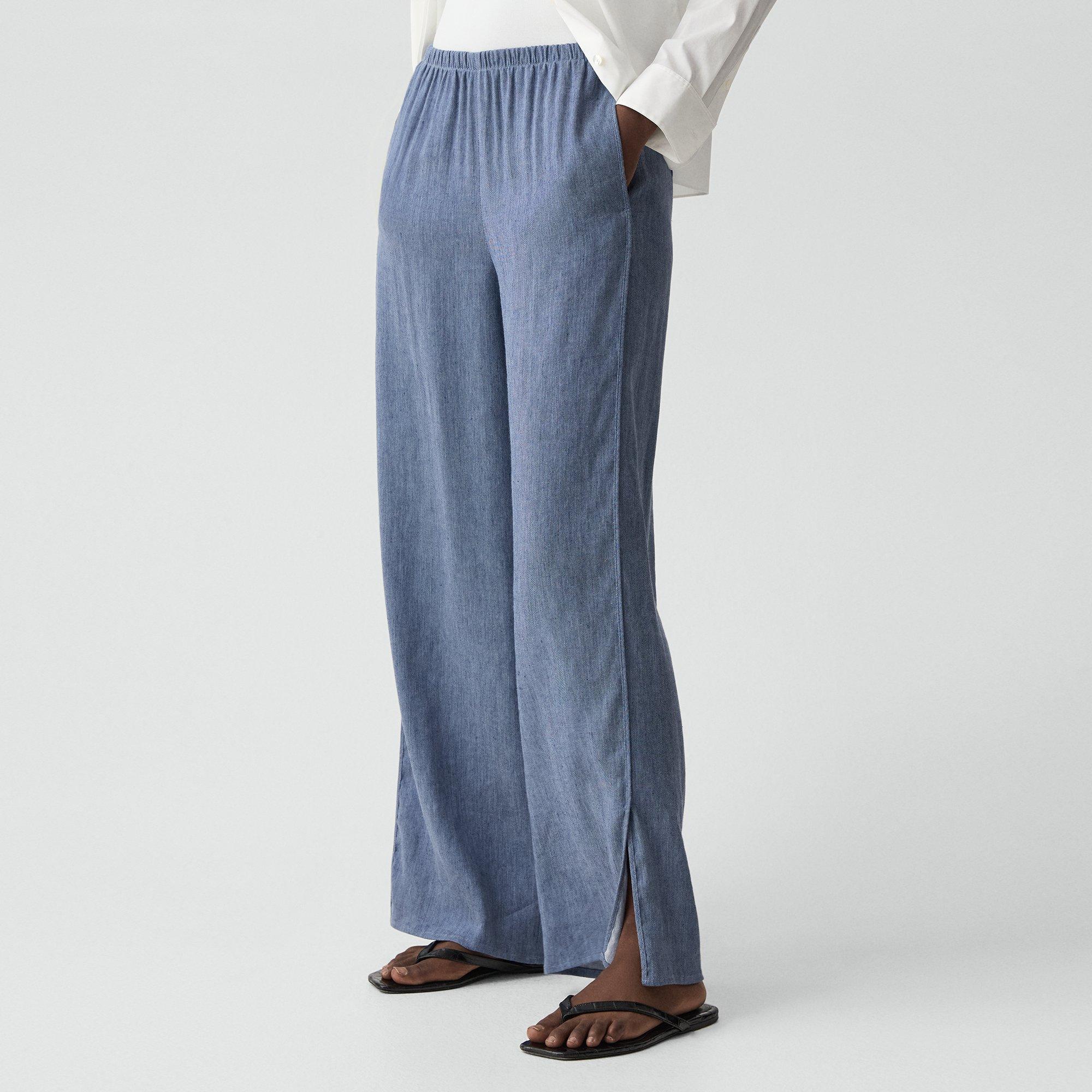 Vented Pull-On Pant in Fluid Linen