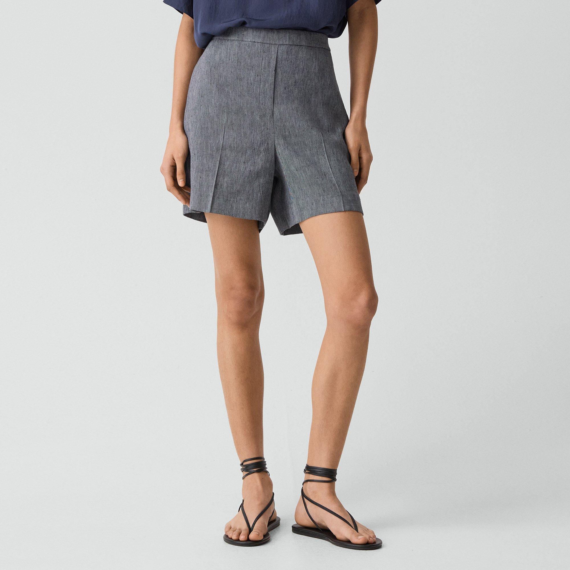 Wide-Leg Pull-On Short in Fluid Linen
