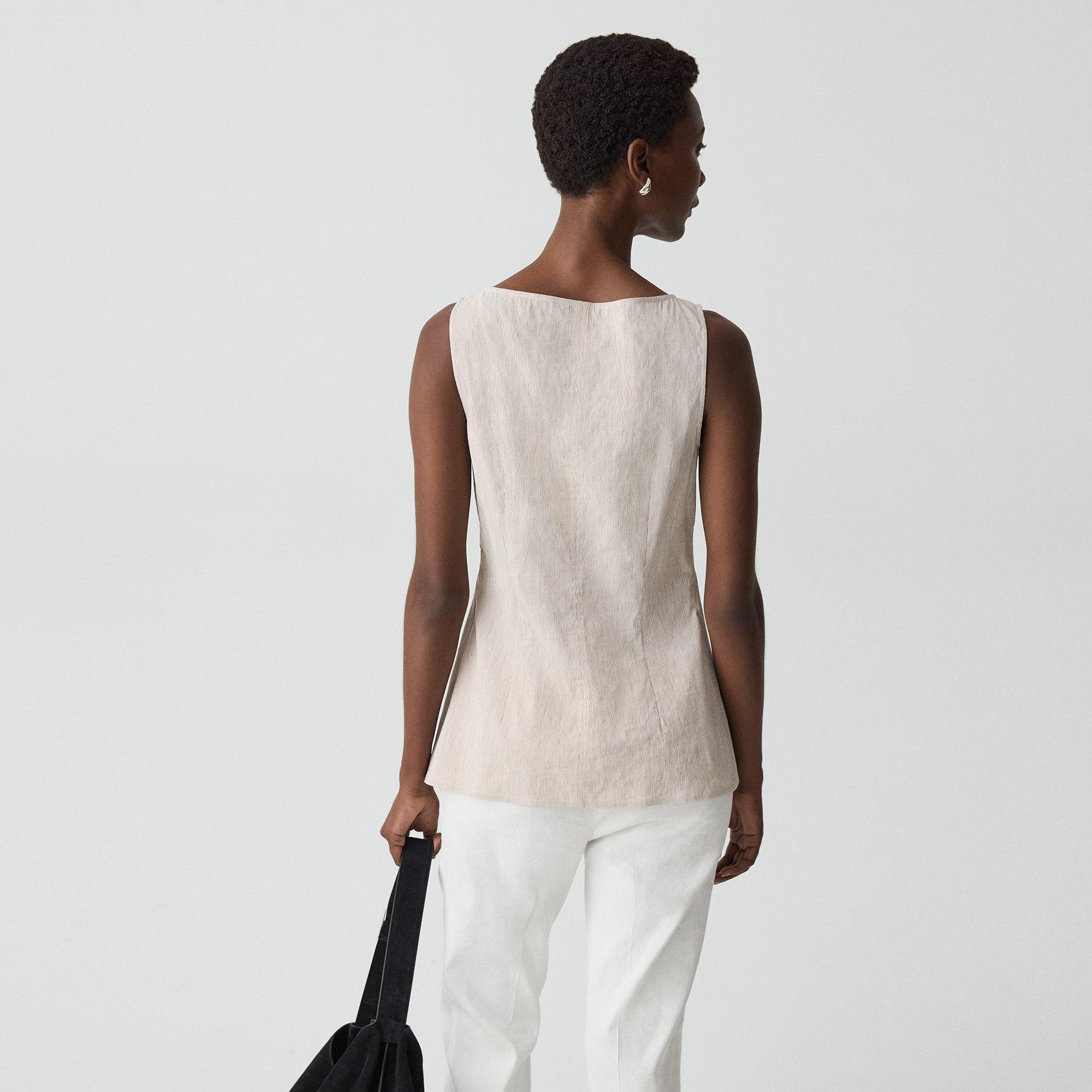 Boatneck Cutaway Top in Textured Linen