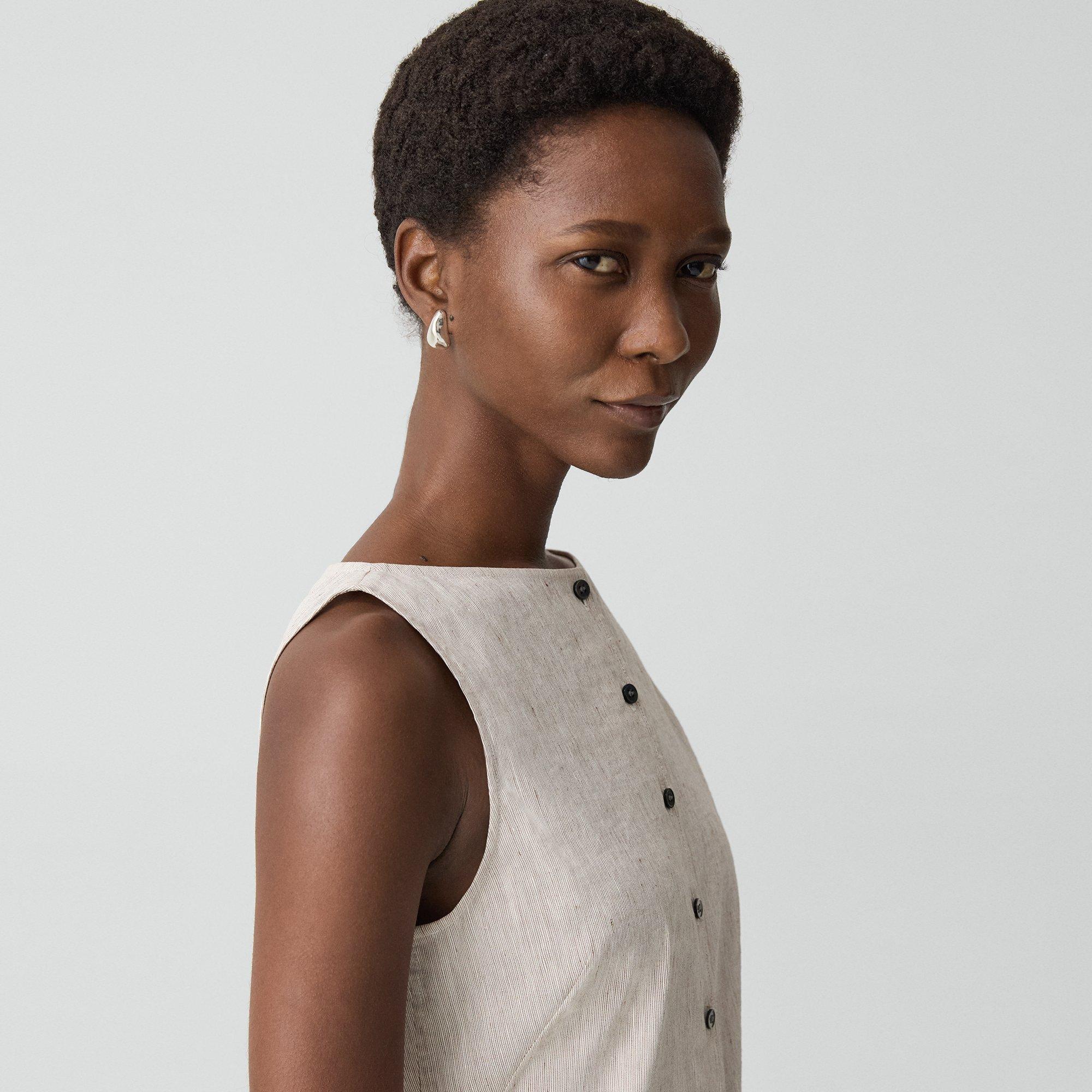Boatneck Cutaway Top in Textured Linen