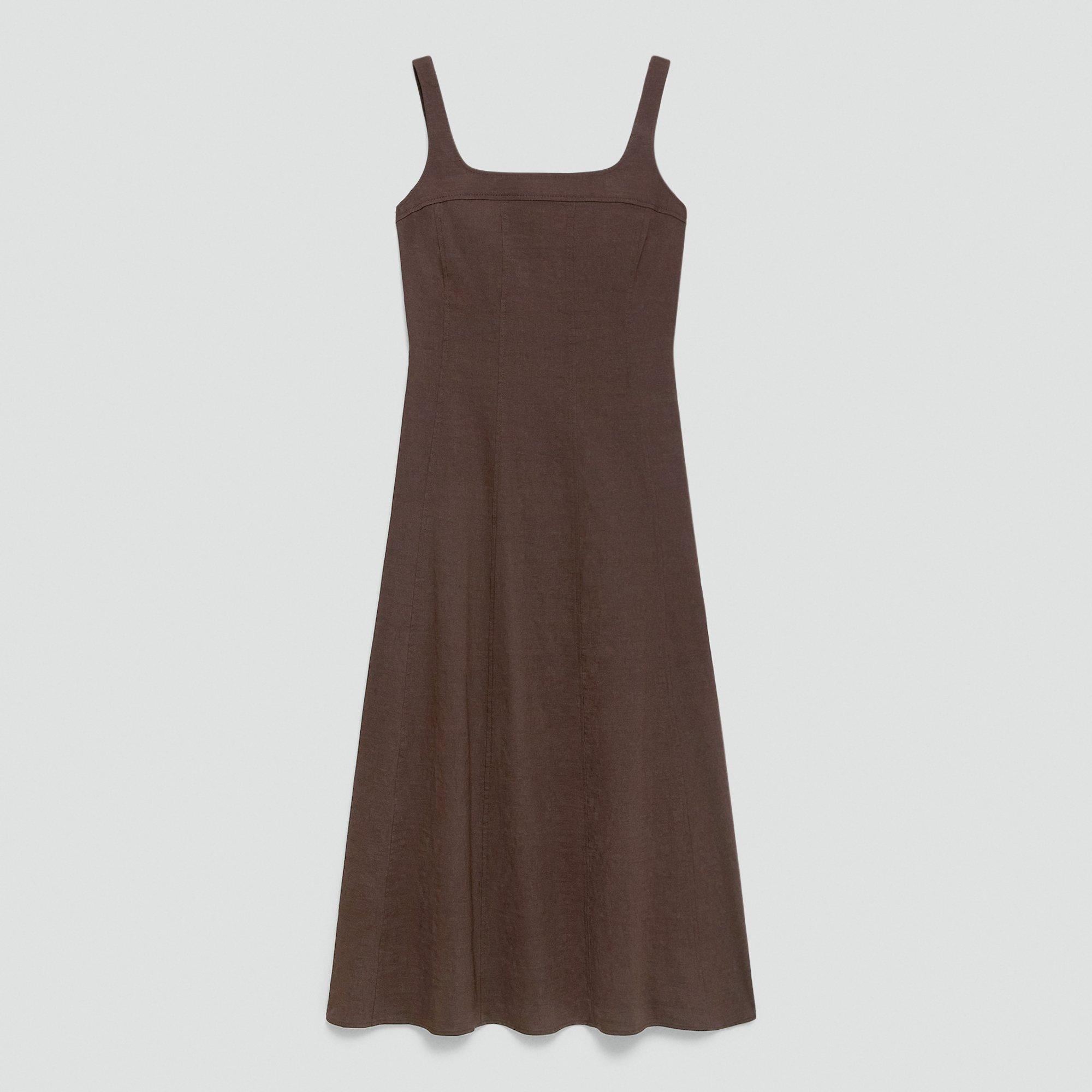 Seamed Square Neck Dress in Good Linen from Theory - $495