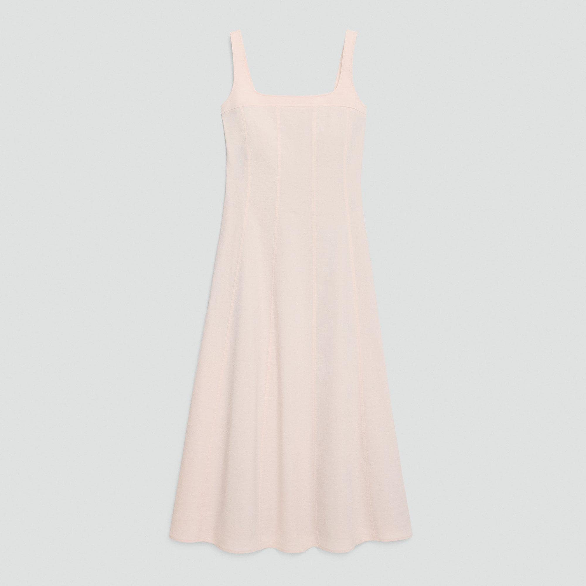 Seamed Square Neck Dress in Good Linen