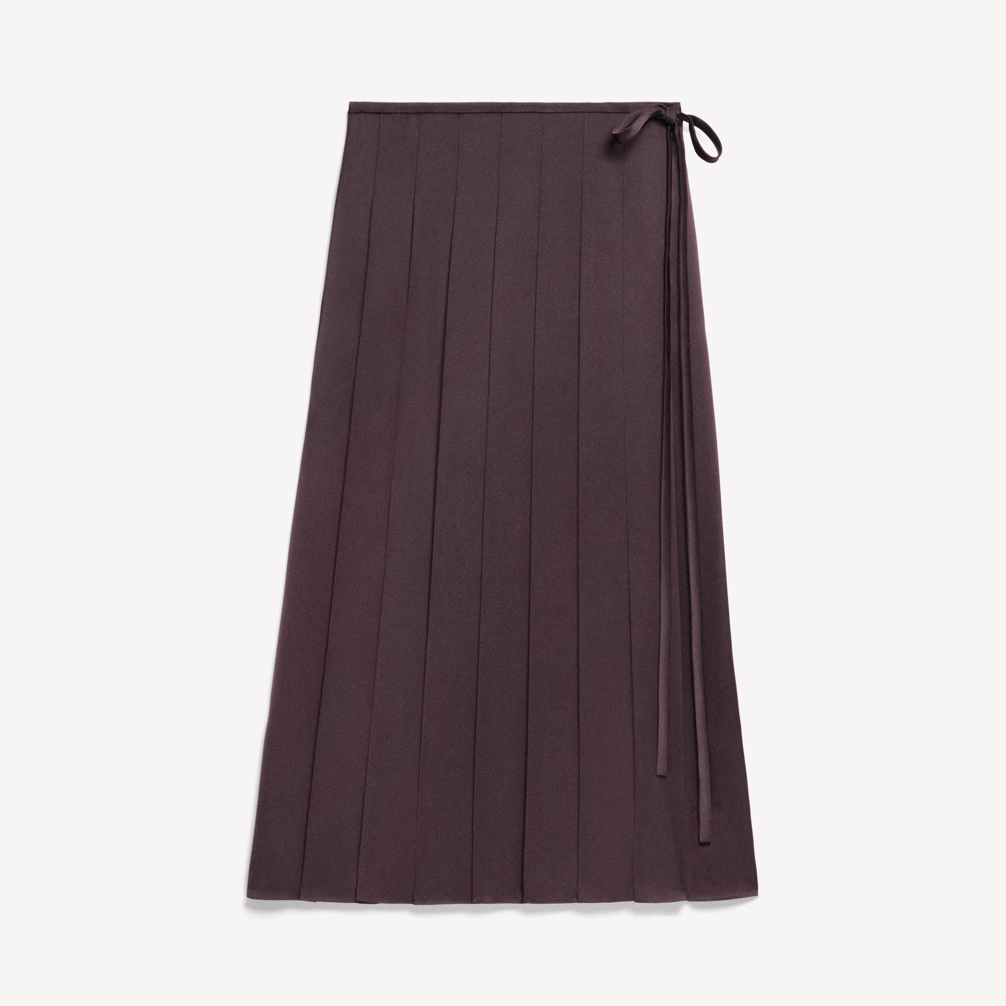 Pleated Wrap Skirt in Satin