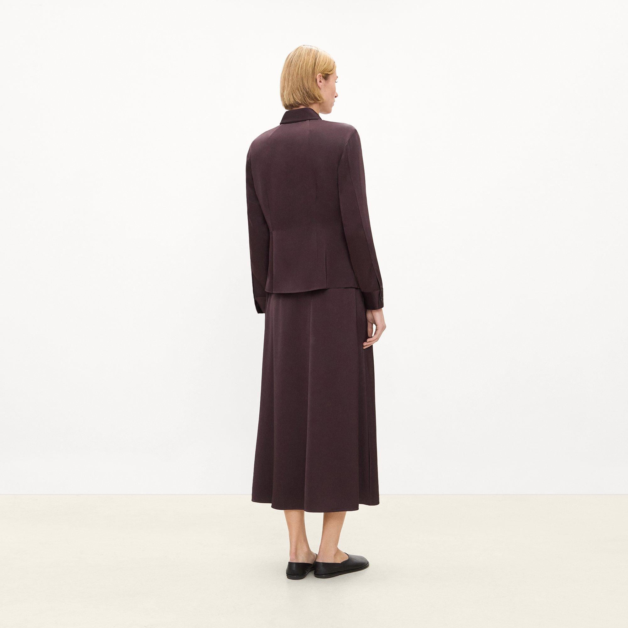 Pleated Wrap Skirt in Satin