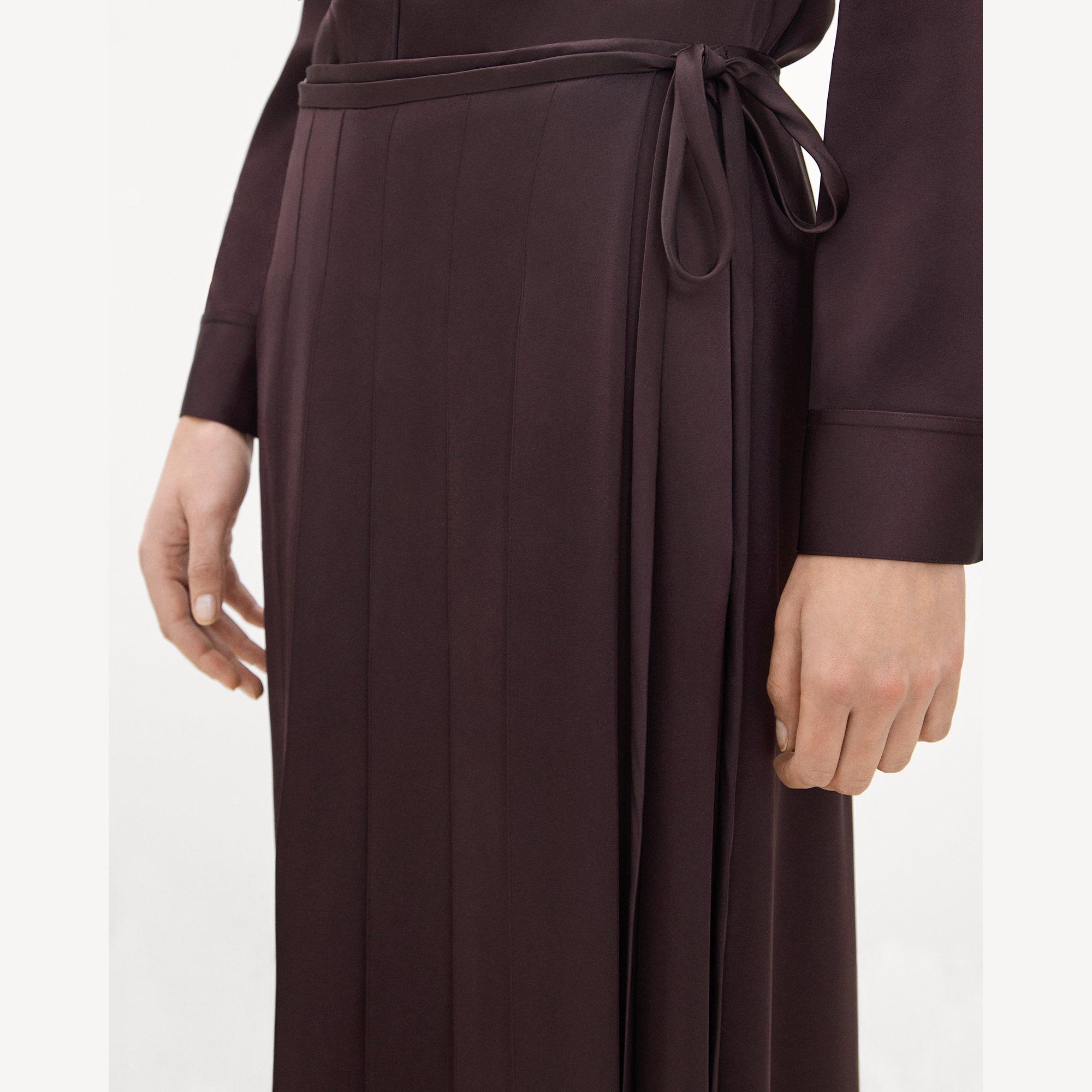 Pleated Wrap Skirt in Satin
