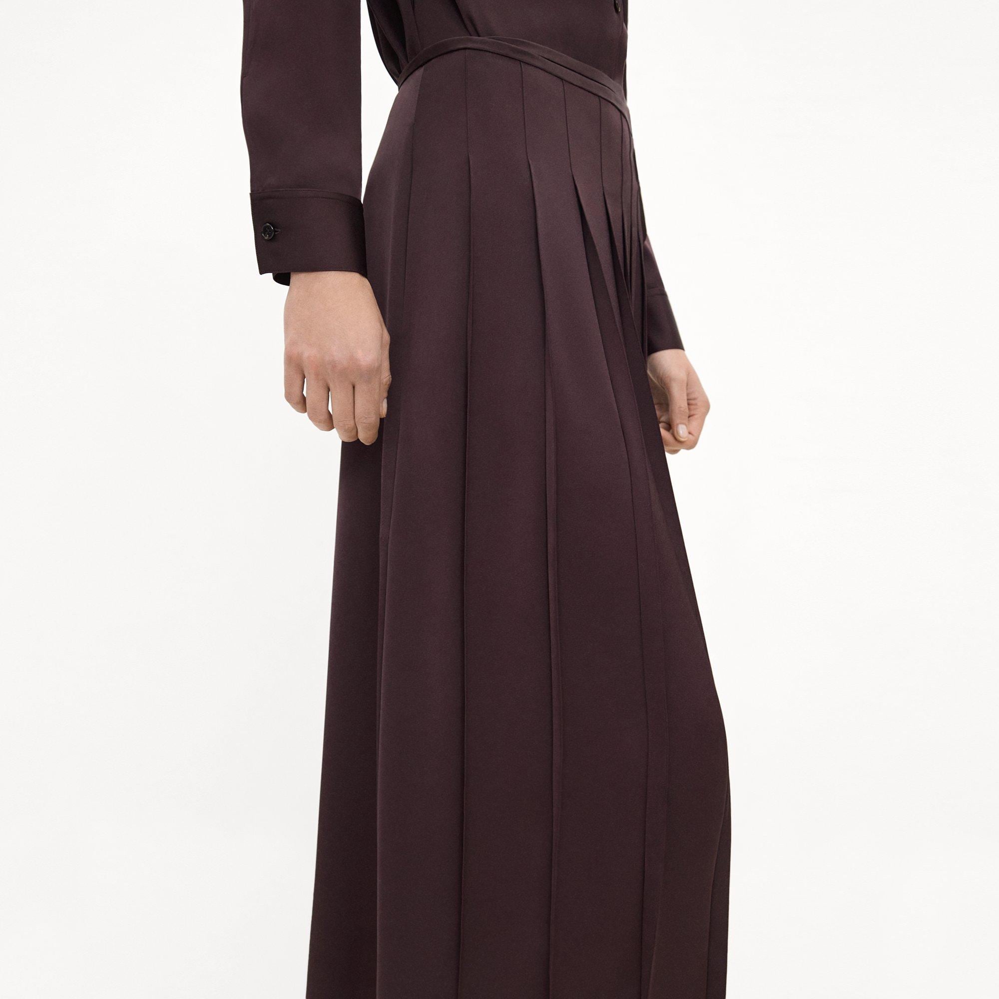 Pleated Wrap Skirt in Satin