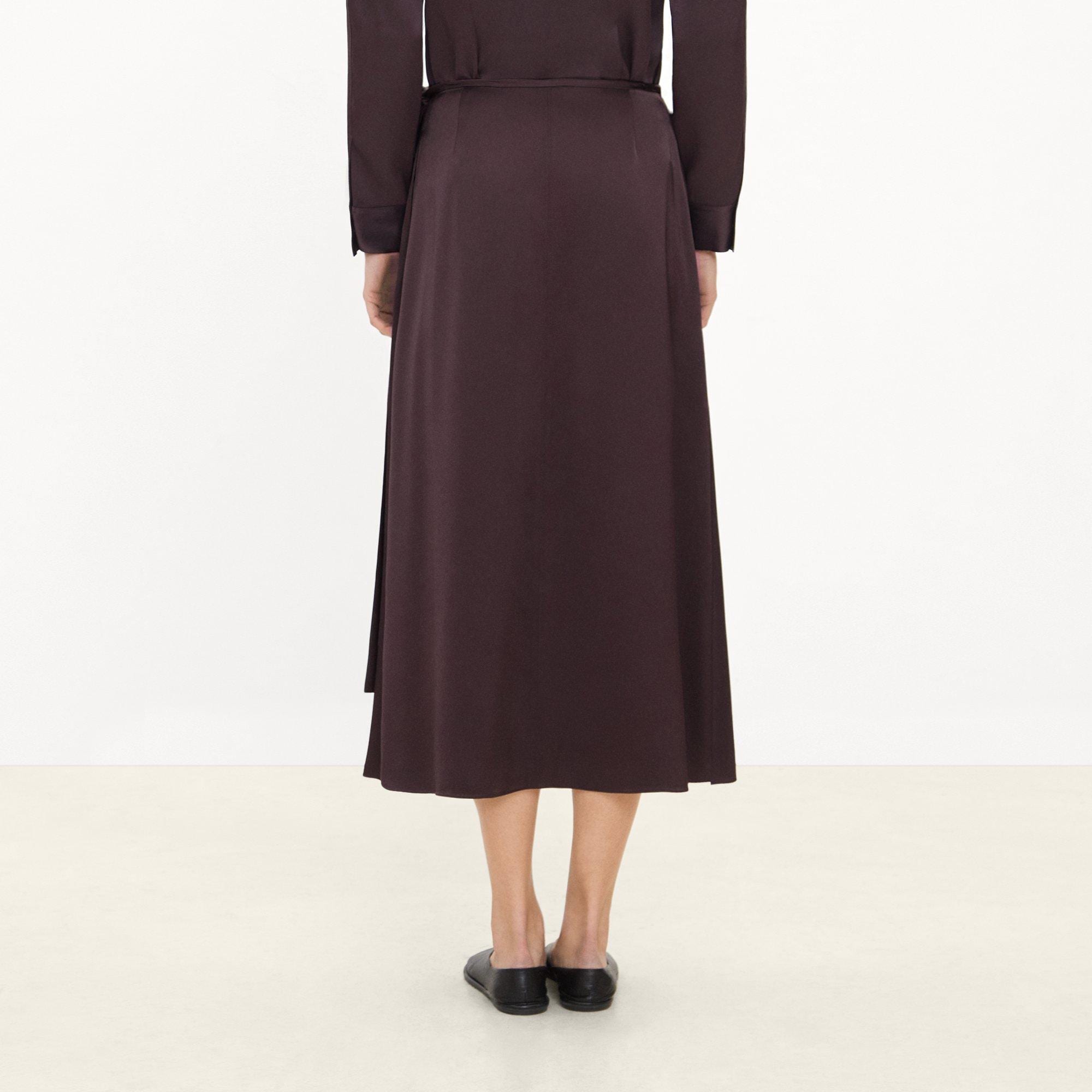Pleated Wrap Skirt in Satin