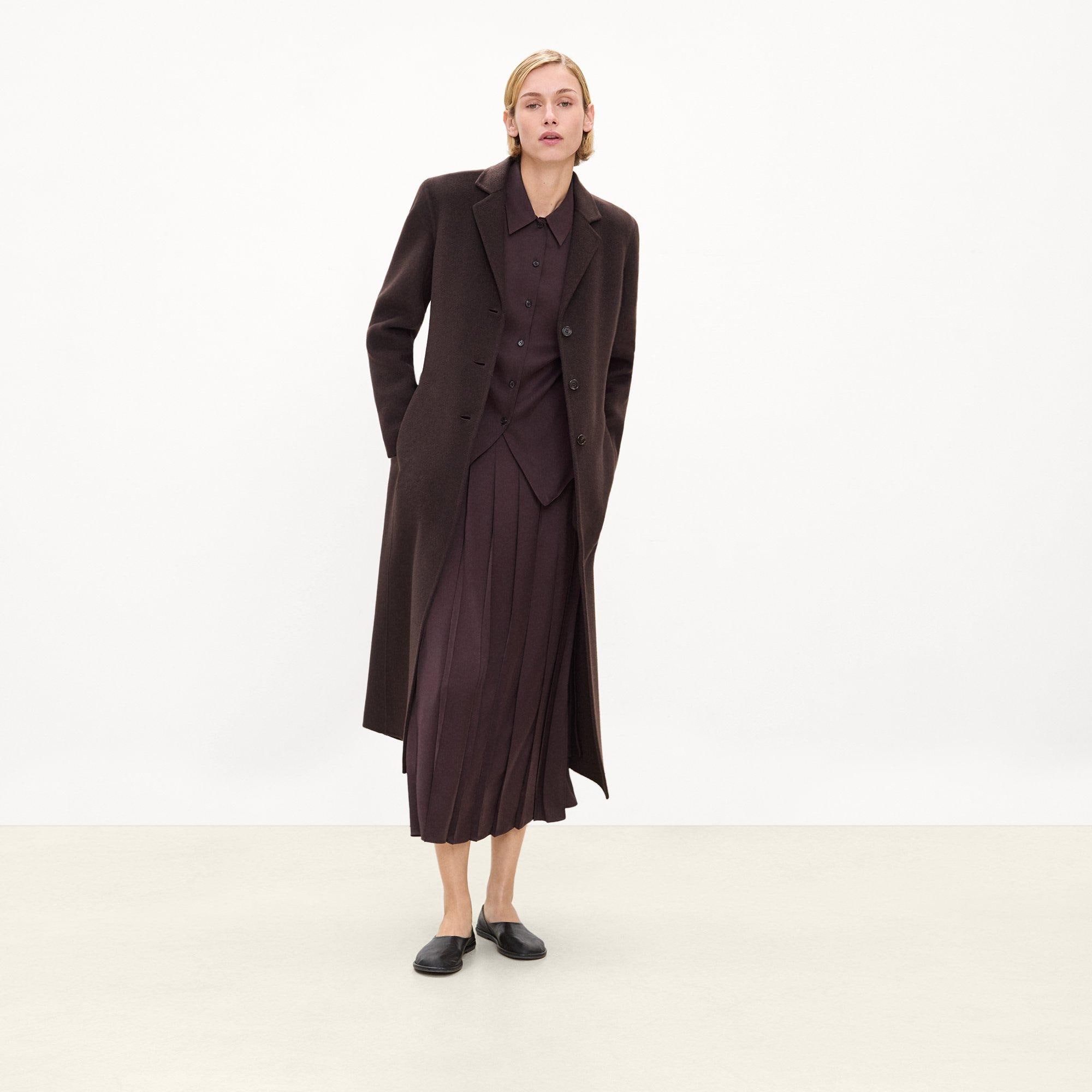 Pleated Wrap Skirt in Satin