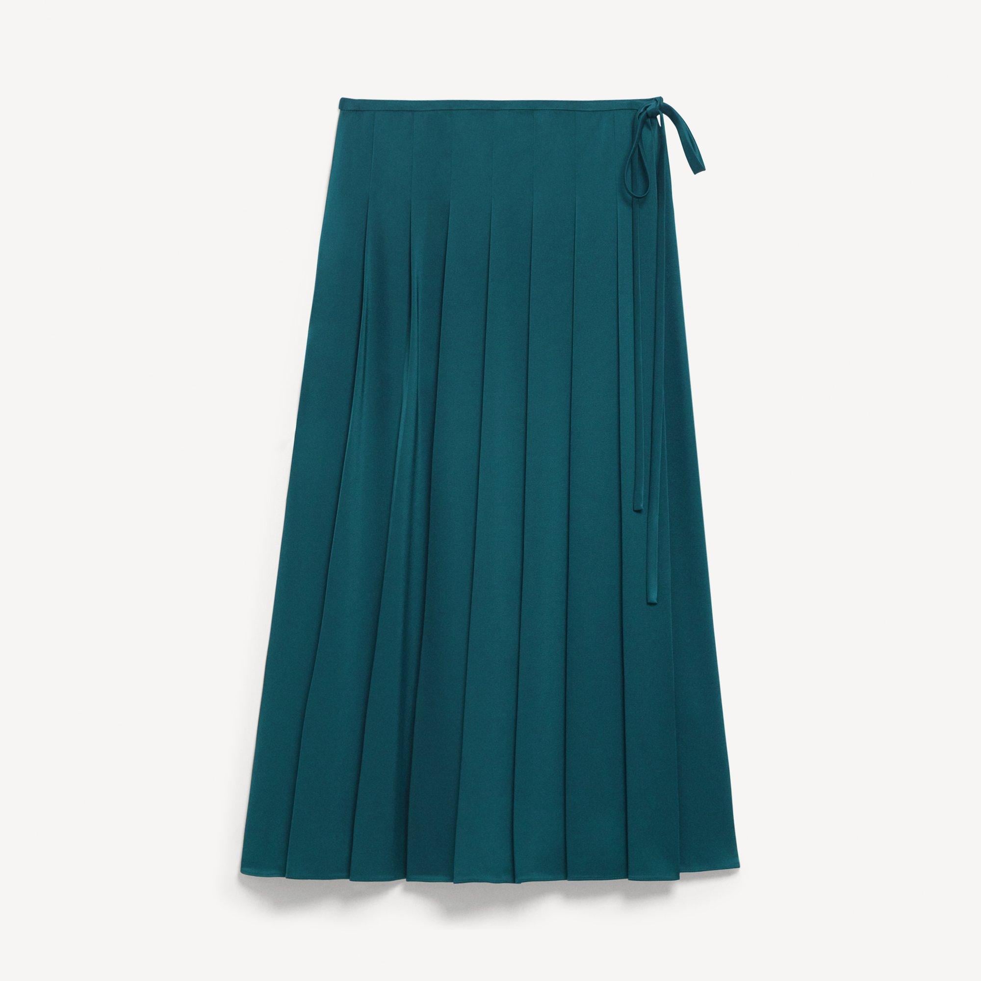 Pleated Wrap Skirt in Satin