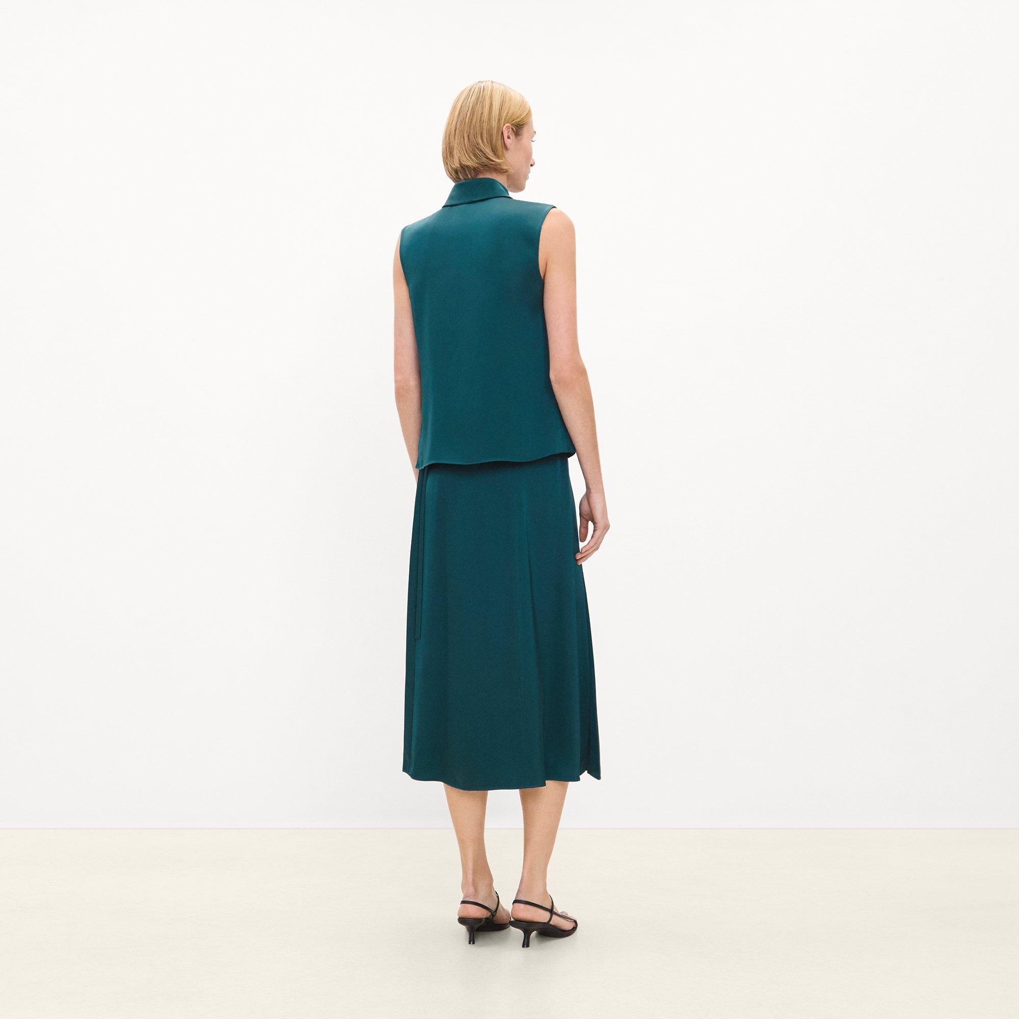 Pleated Wrap Skirt in Satin