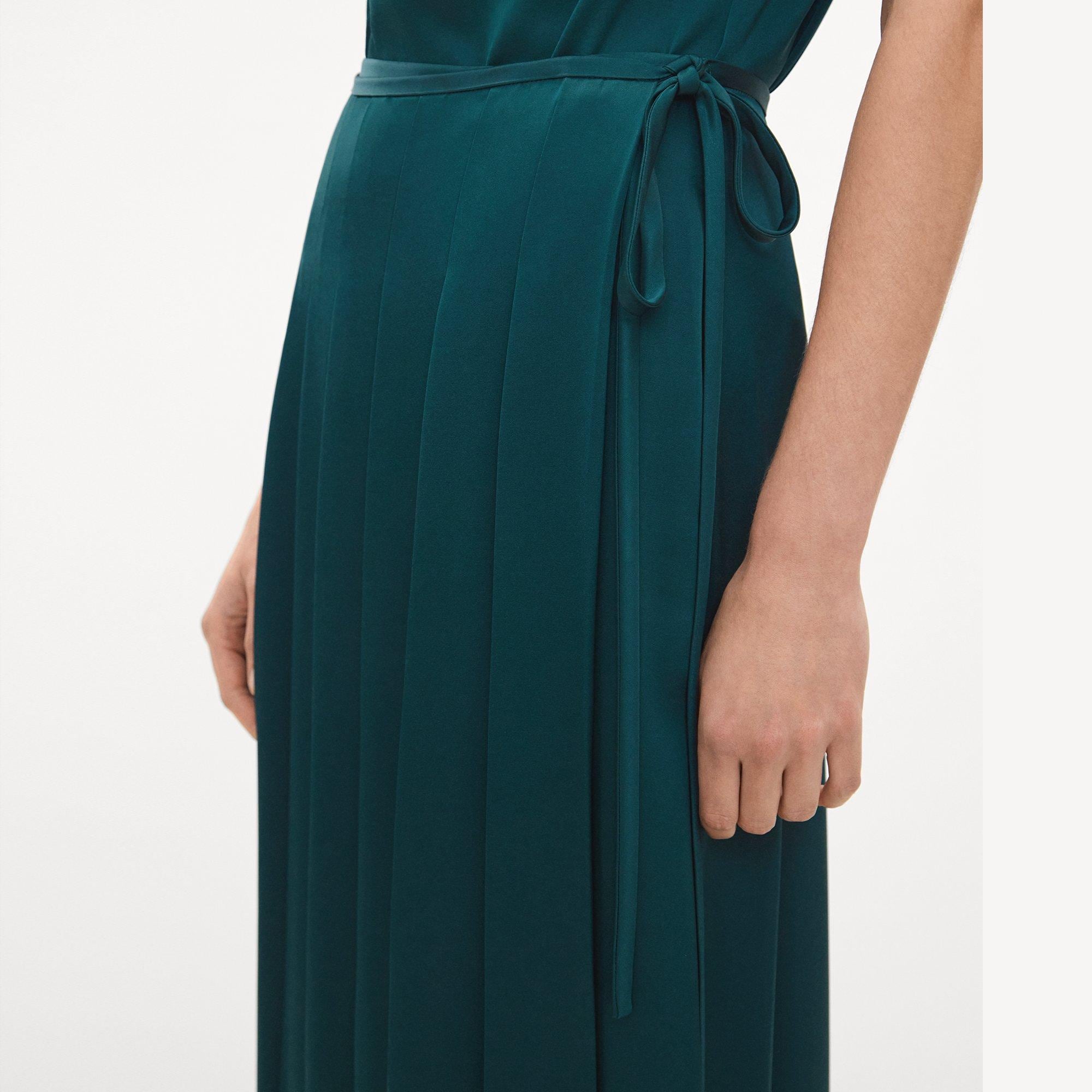 Pleated Wrap Skirt in Satin