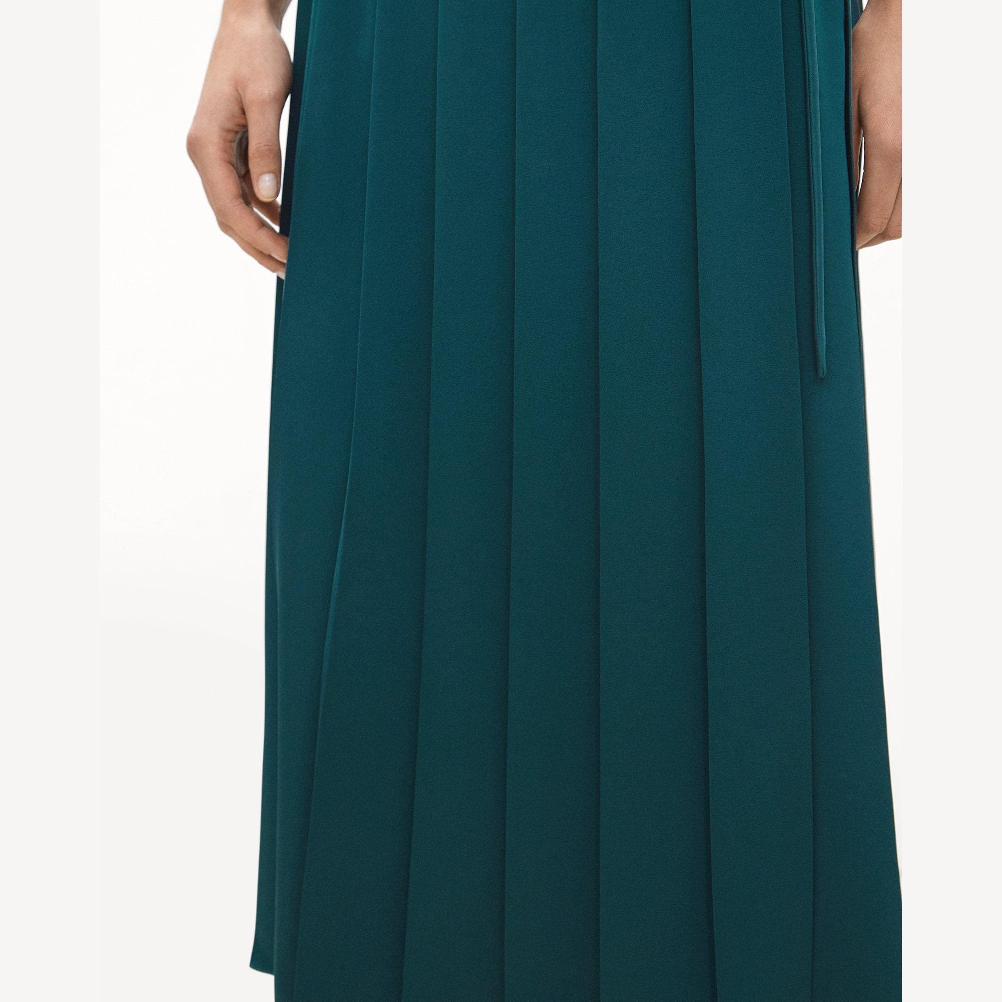 Pleated Wrap Skirt in Satin