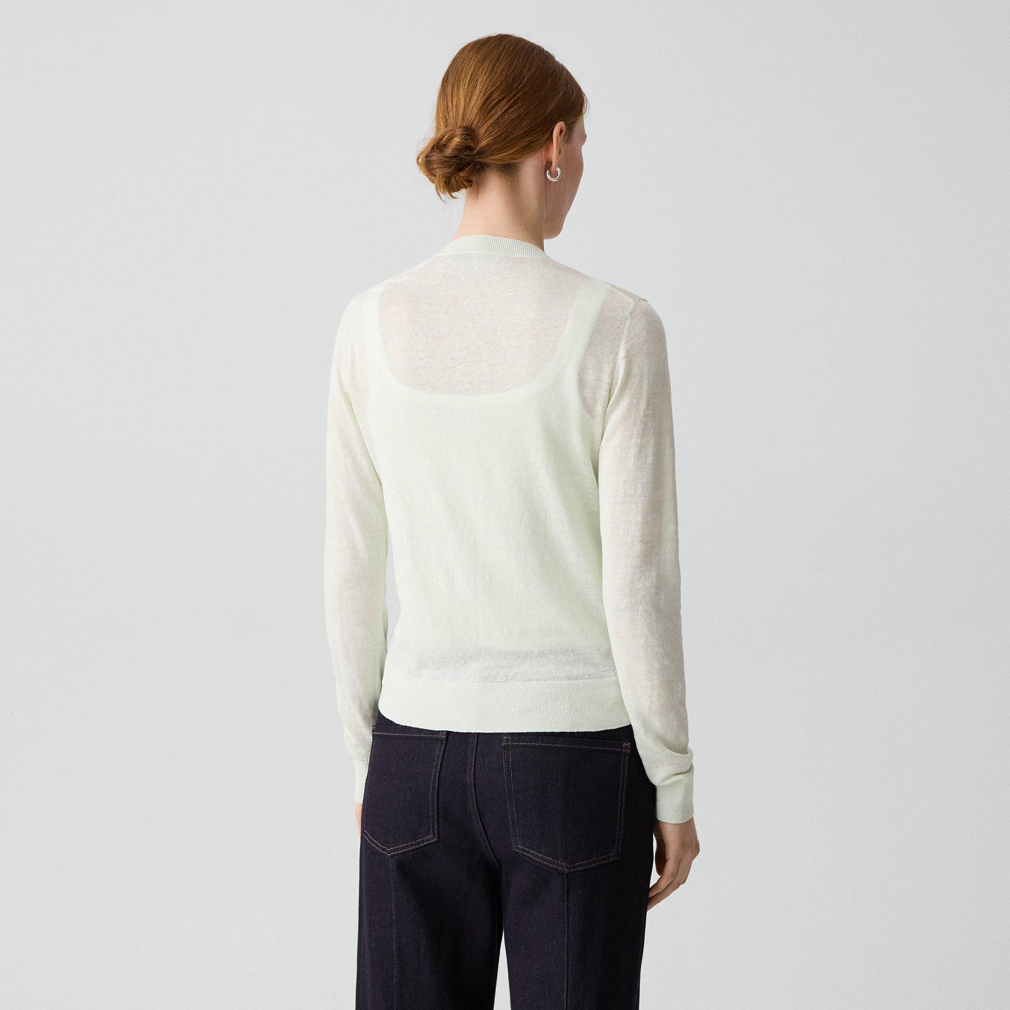 Crewneck Cardigan in Linen Knit