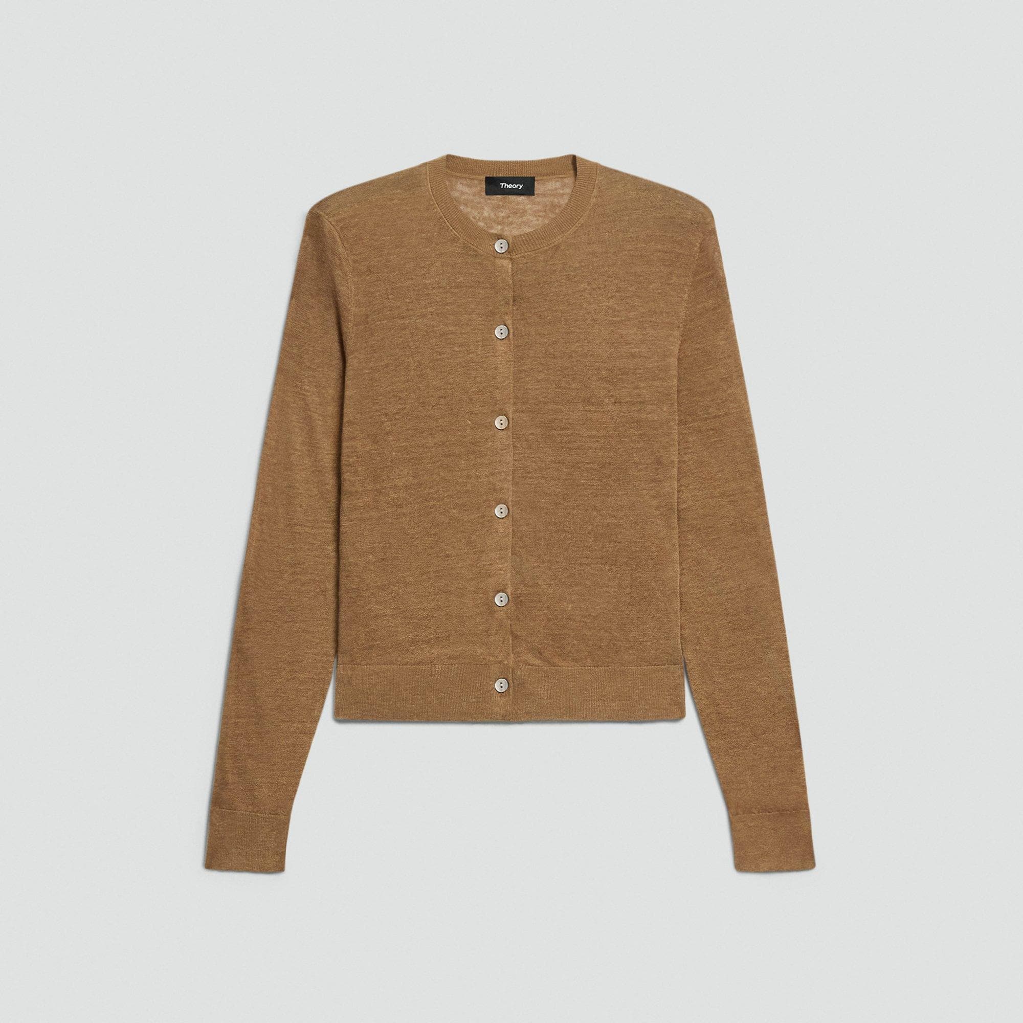Crewneck Cardigan in Linen Knit