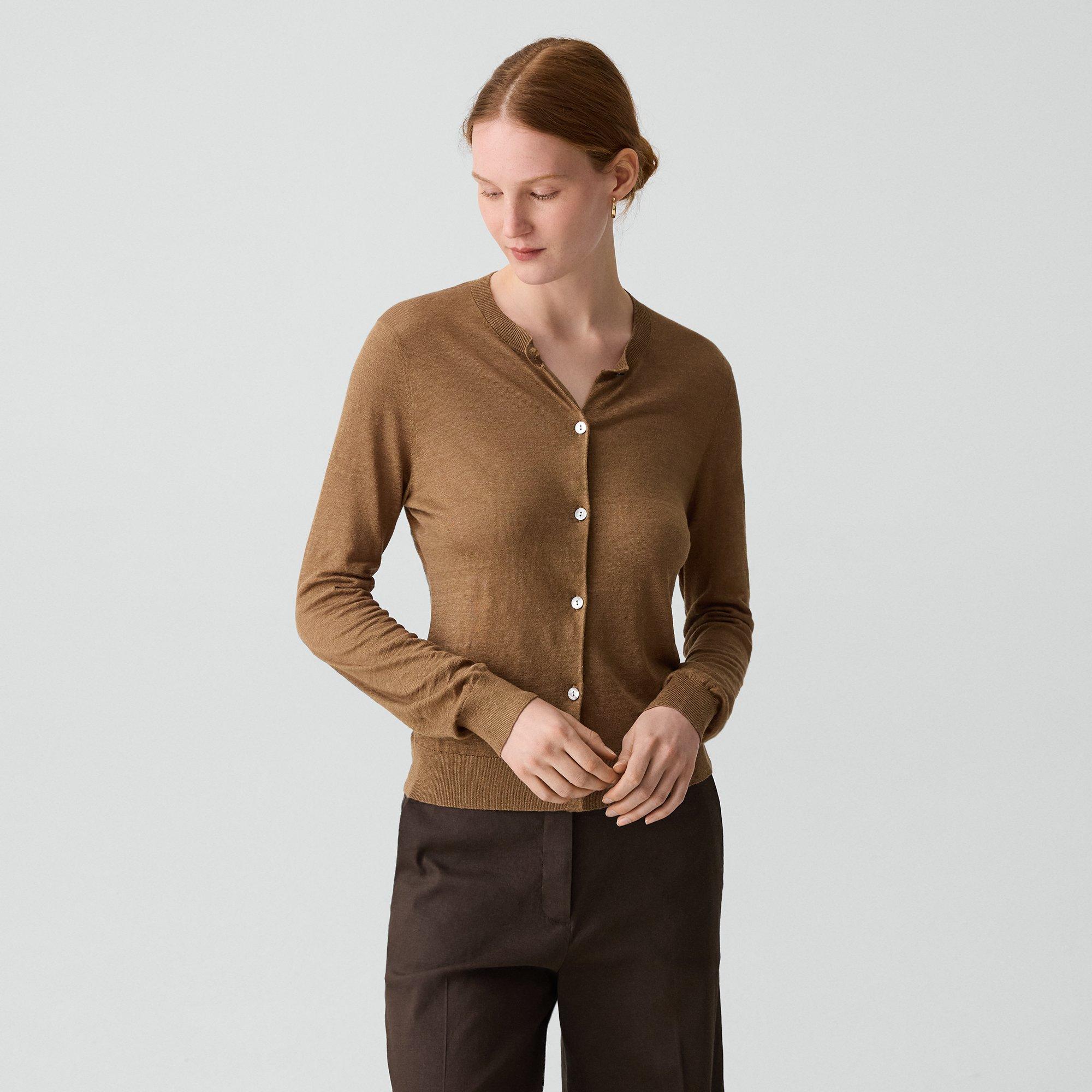 Crewneck Cardigan in Linen Knit