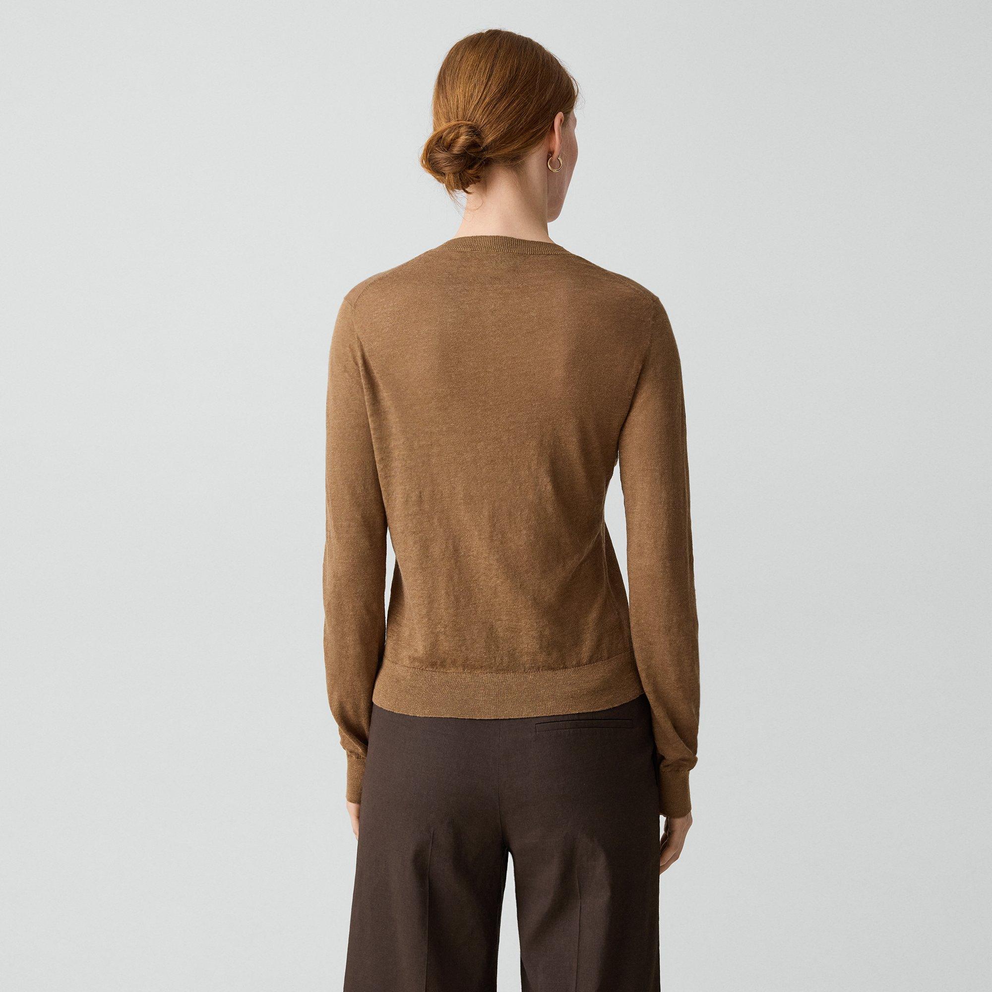 Crewneck Cardigan in Linen Knit