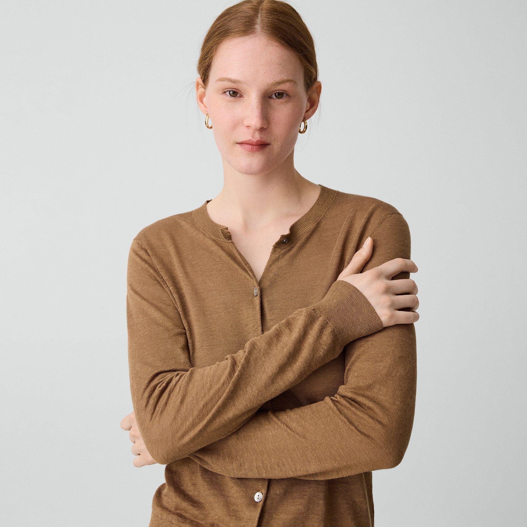 Crewneck Cardigan in Linen Knit