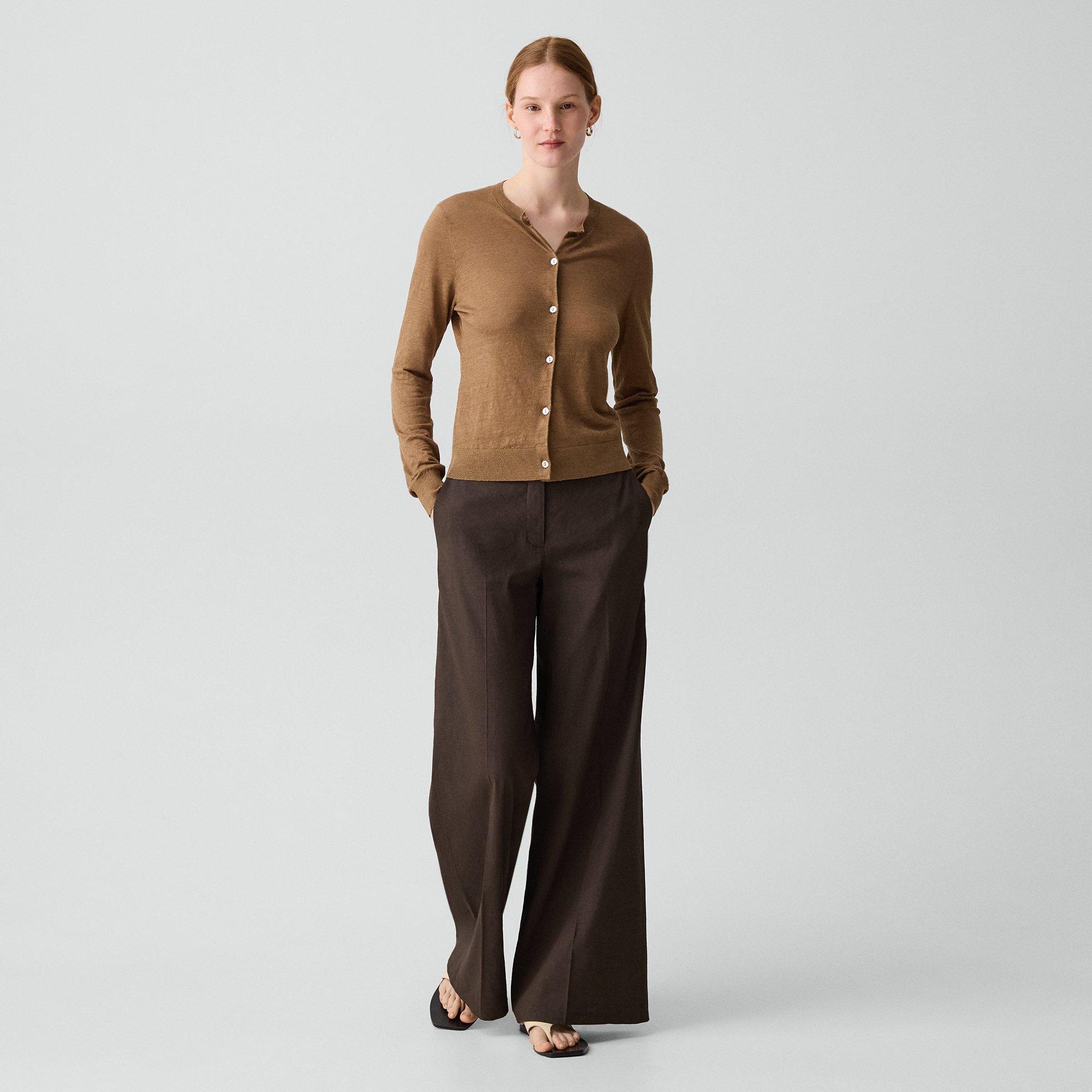 Crewneck Cardigan in Linen Knit