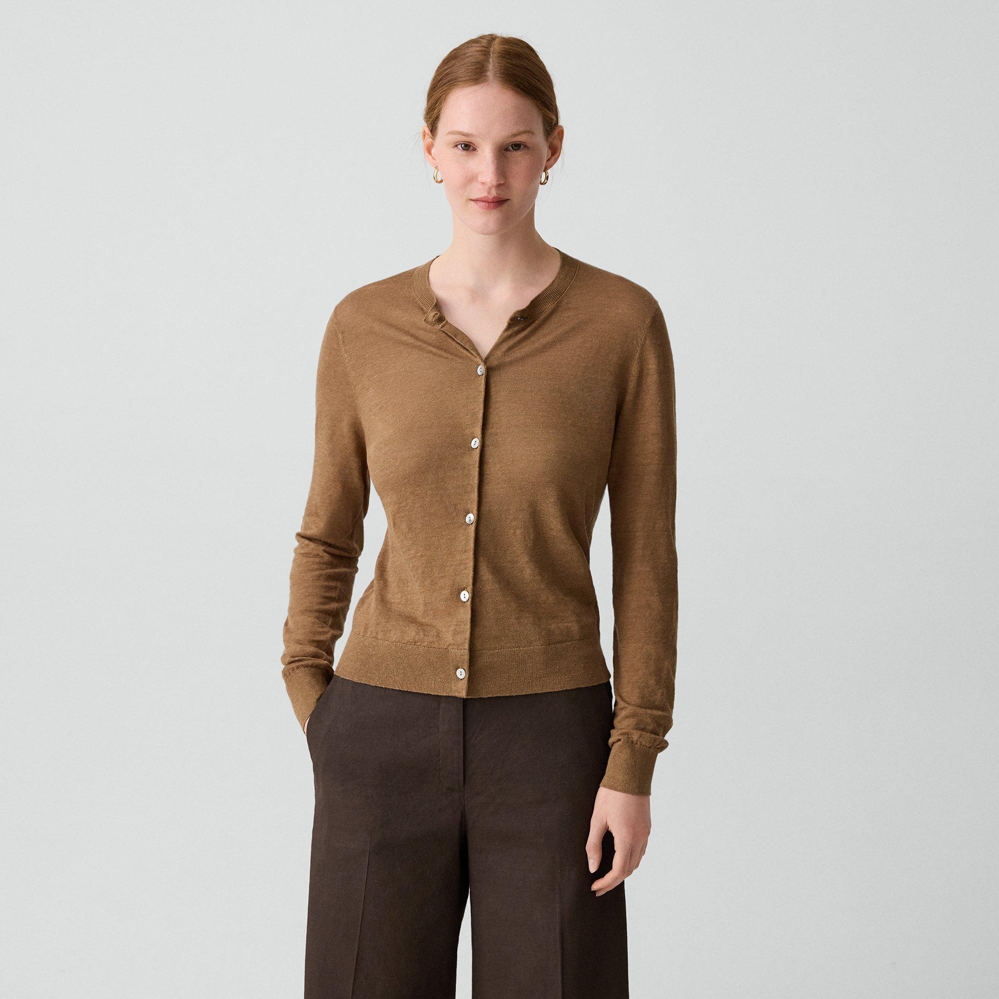 Crewneck Cardigan in Linen Knit