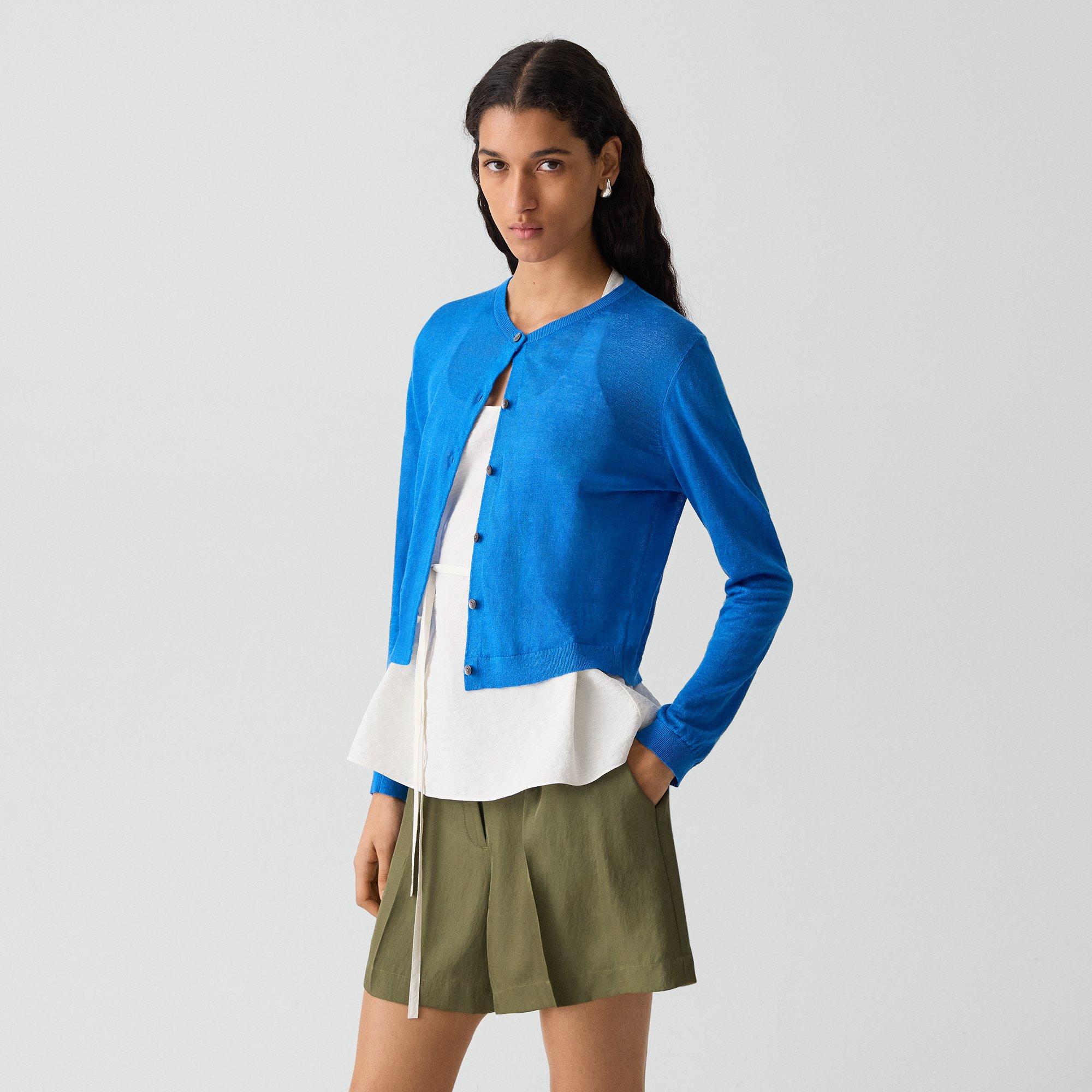 Crewneck Cardigan in Linen Knit