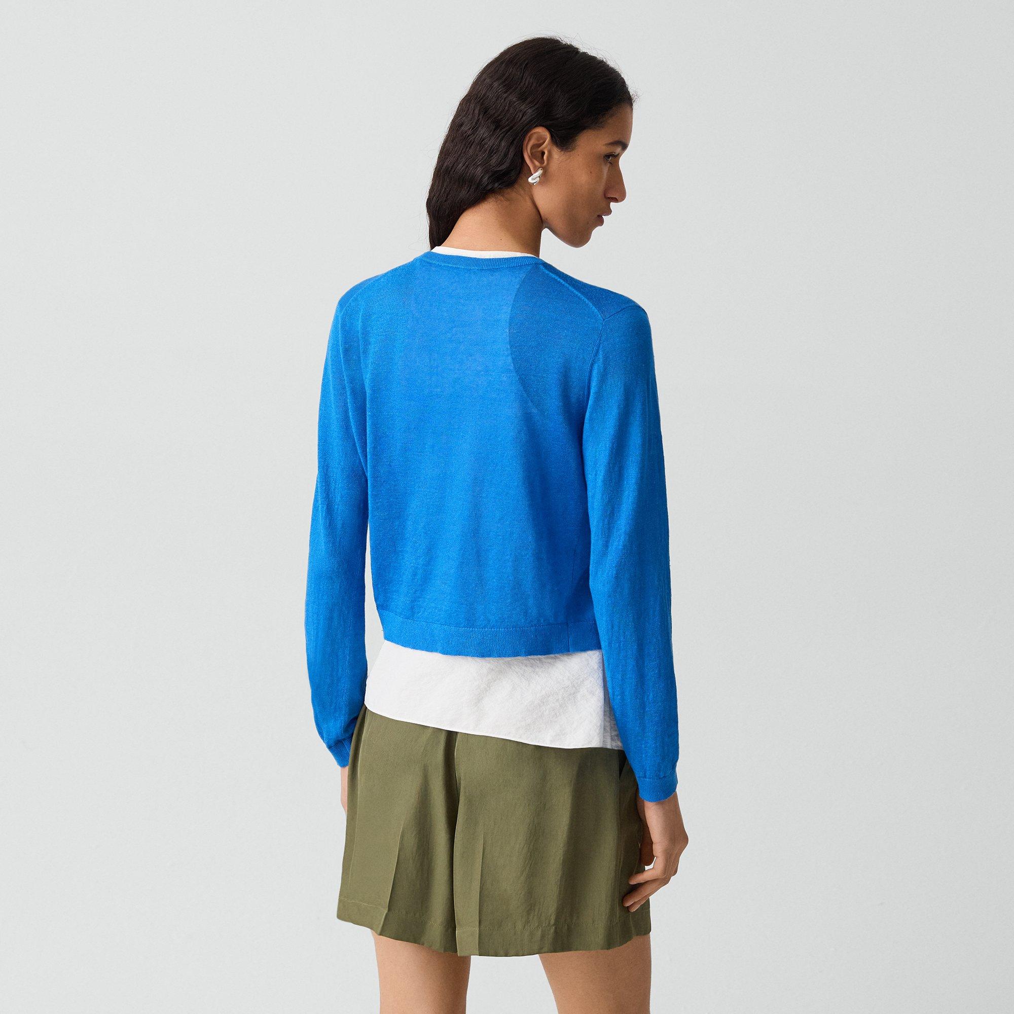 Crewneck Cardigan in Linen Knit