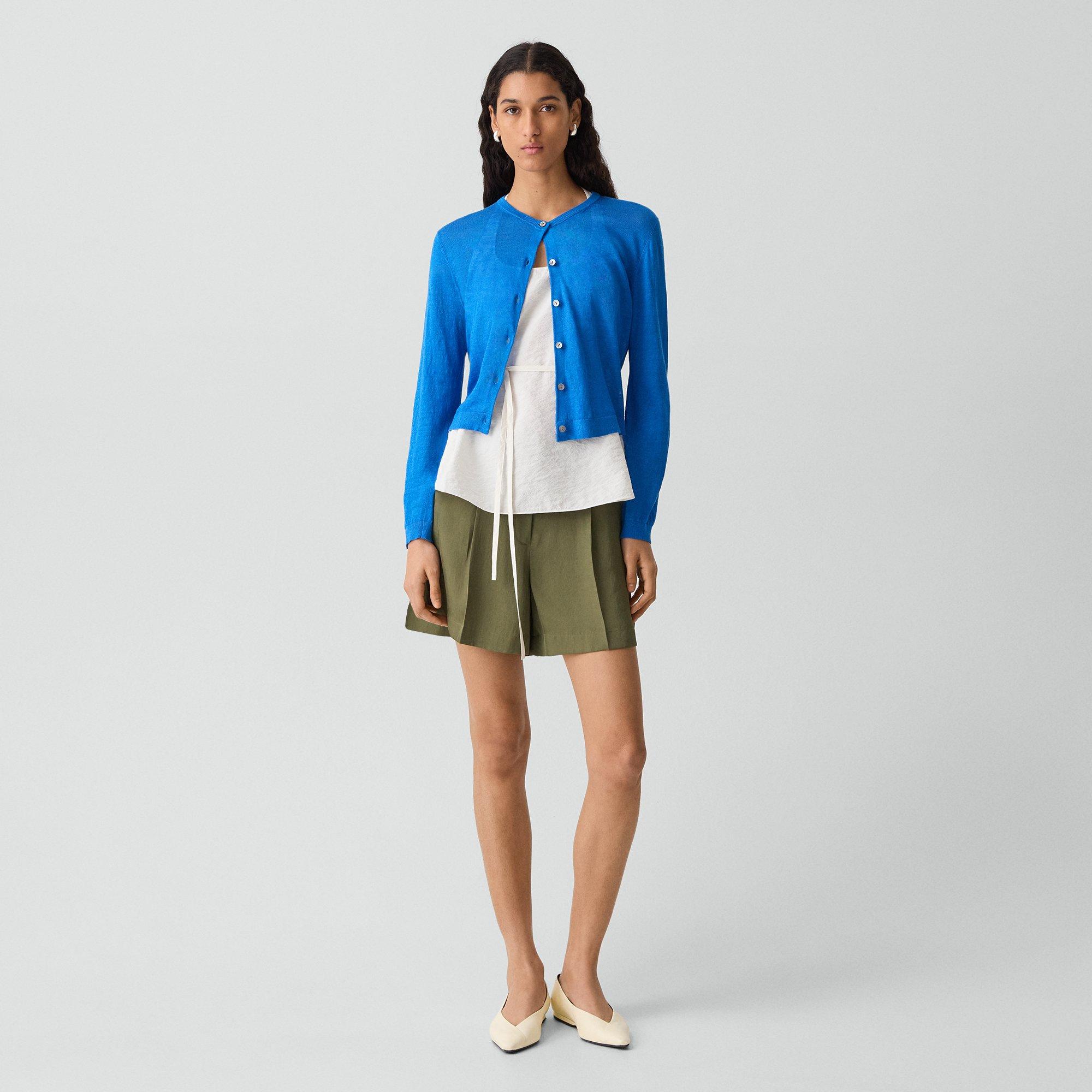 Crewneck Cardigan in Linen Knit