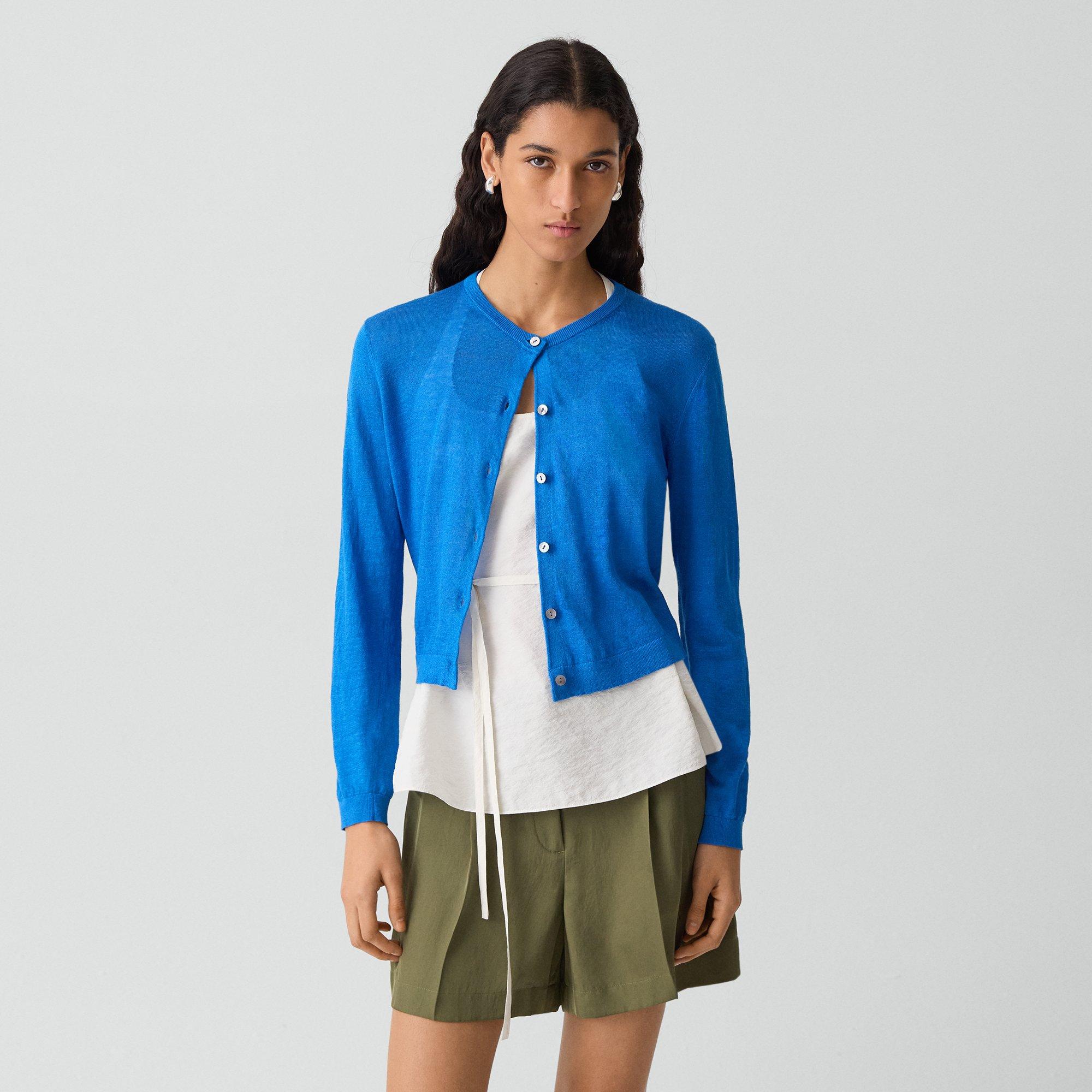 Crewneck Cardigan in Linen Knit