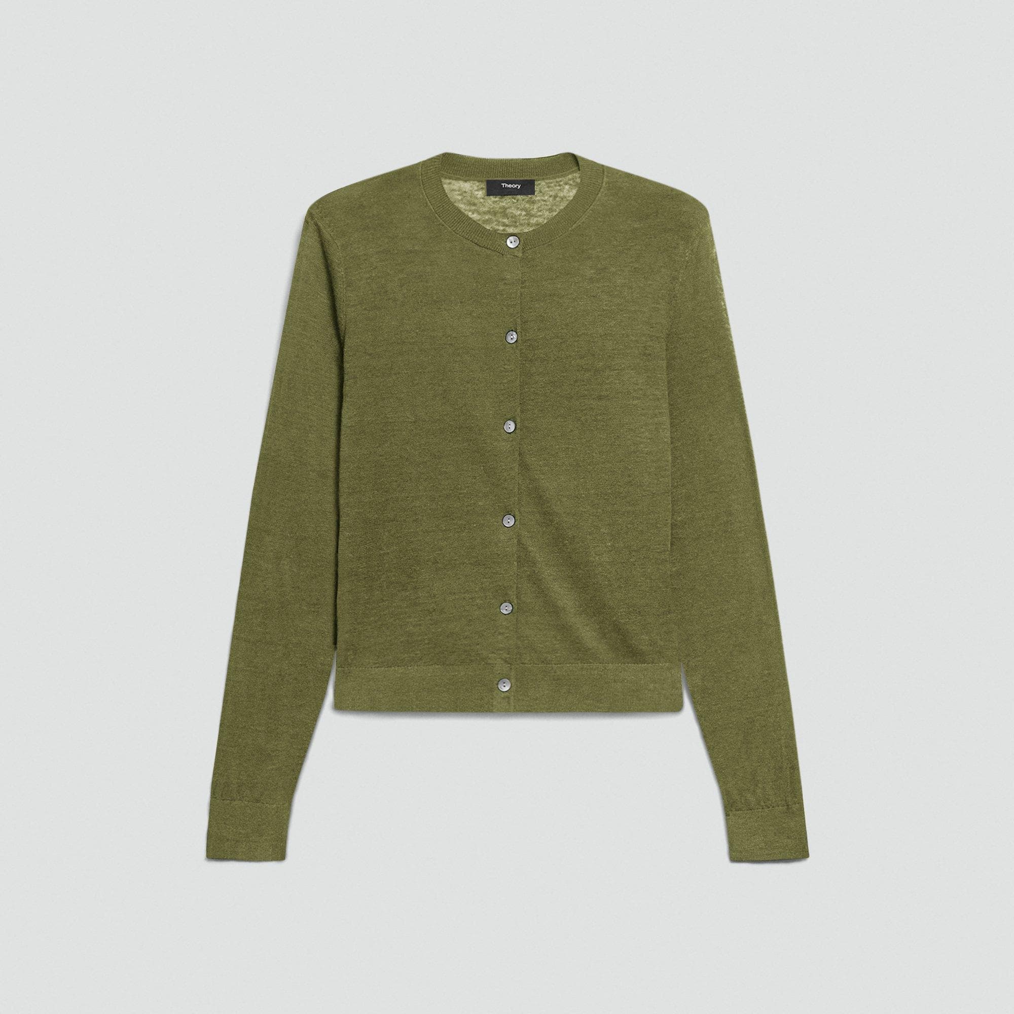Crewneck Cardigan in Linen Knit