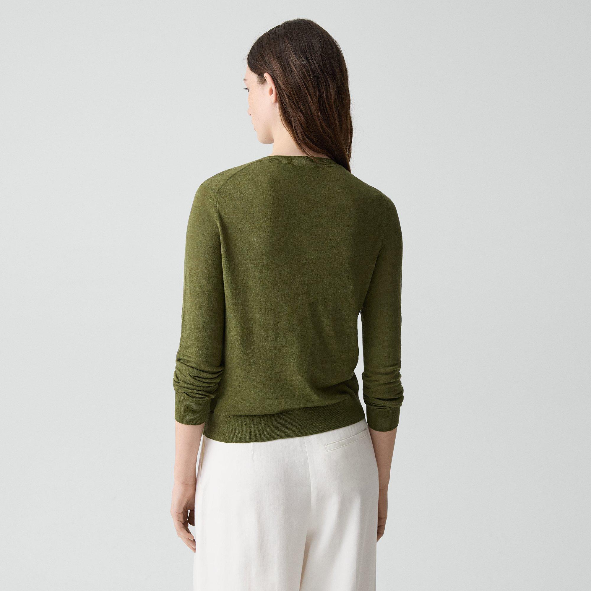 Crewneck Cardigan in Linen Knit